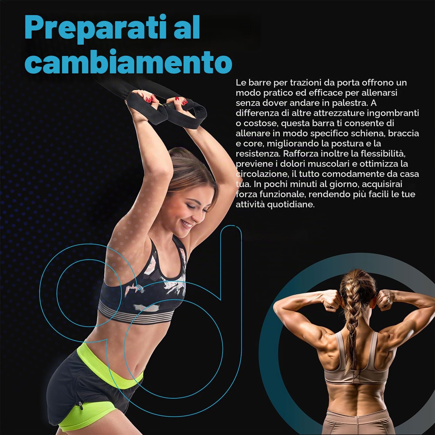 OcioDual sBarra per Trazioni con Stazione Dip e Cinghie di Sospensione, Barra per Trazioni da Porta Maniglie Elastiche e Antiscivolo in Schiuma, Pull Up Bar Door, Dips