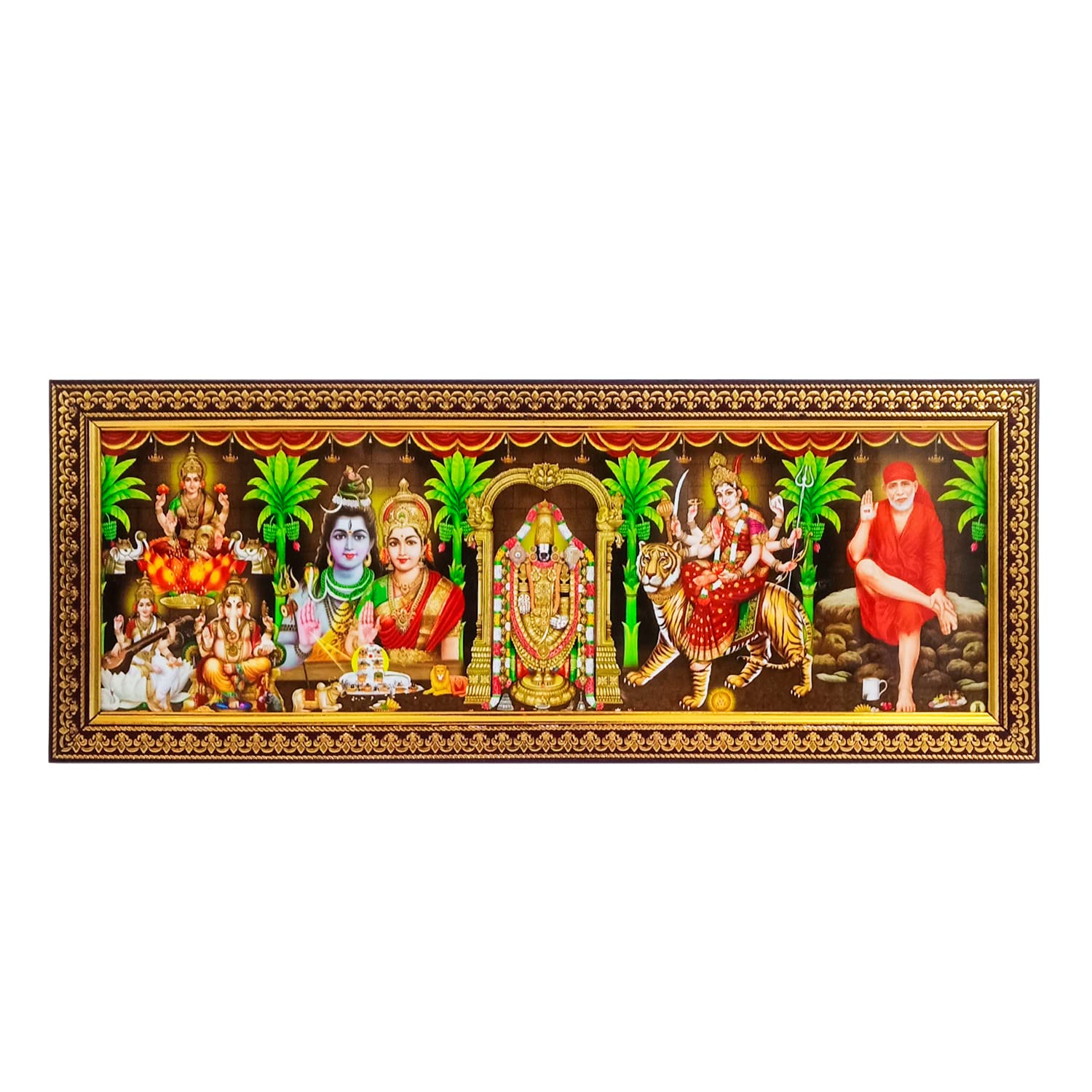 Buy Pooja Ghar 5 God in 1 Photo Frame for Pooja Laksmi mata, Ganesha ...