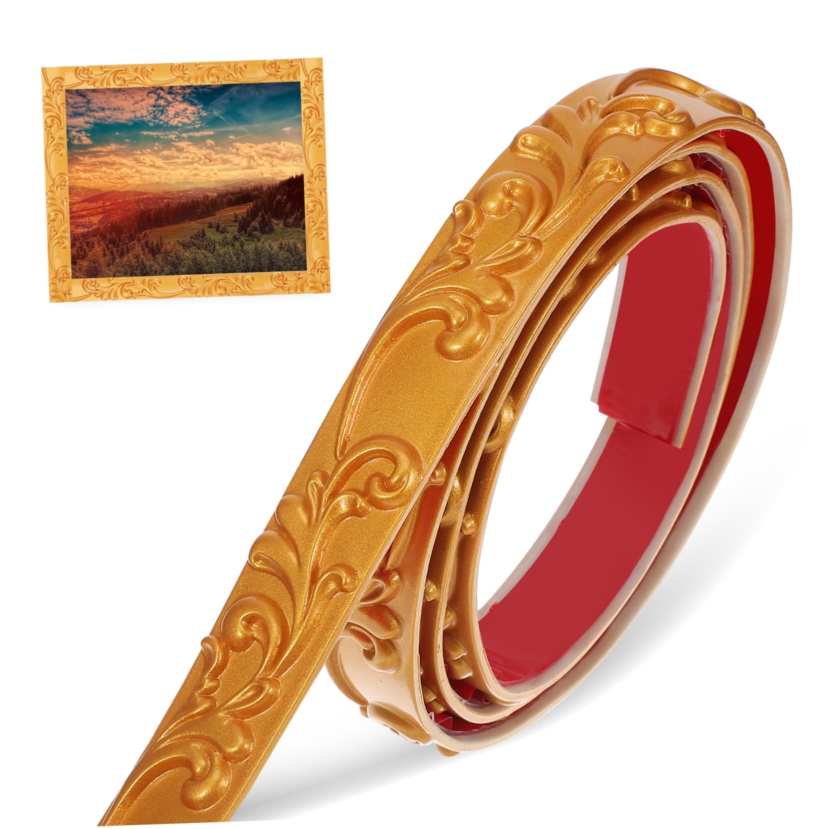 Moldura de Pared Autoadhesiva Flexible de Pvc, 1 Rollo Dorado