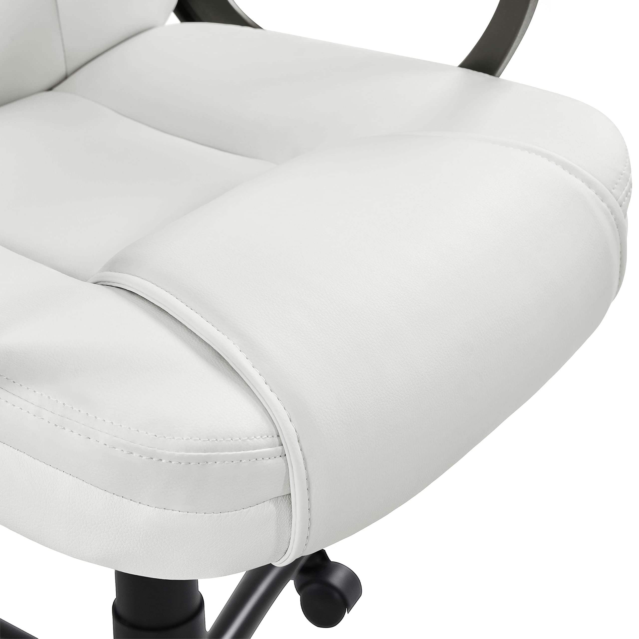 Sedia da Ufficio Ergonomica Direzionabile con Braccioli Imbottiti in Pelle PU Funzione Dondolo e Altezza Regolabile con Rotelle Bianco
