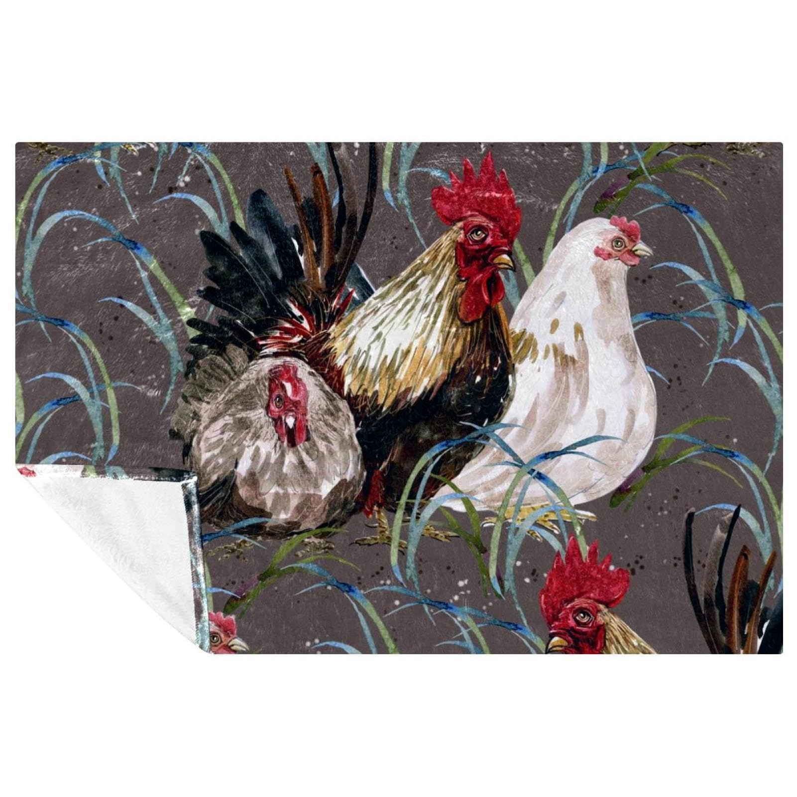 Couverture aquarelle poulet pour lit et canapé, plaid chaud 150x100 cm