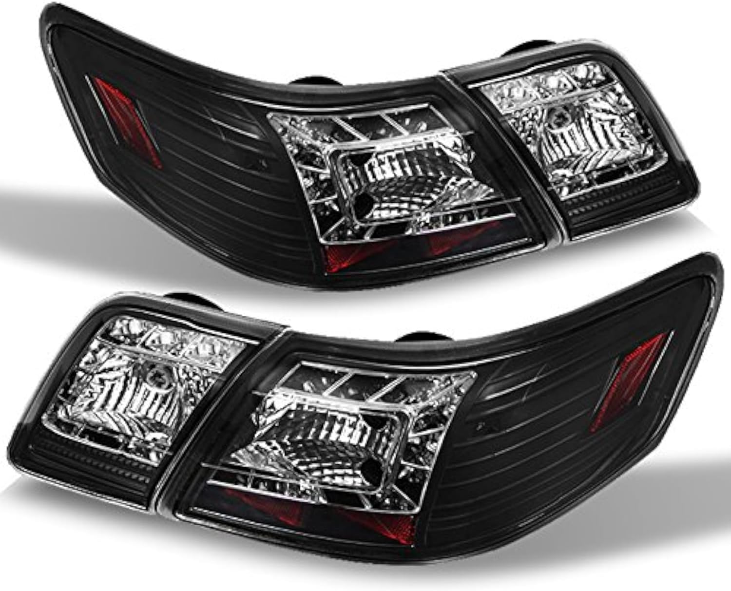 AKKON - For 07-09 Camry Base CE LE SE SLE Model Black Bezel Black LED Tail Lights Brake Lamps 4pcs Replacement