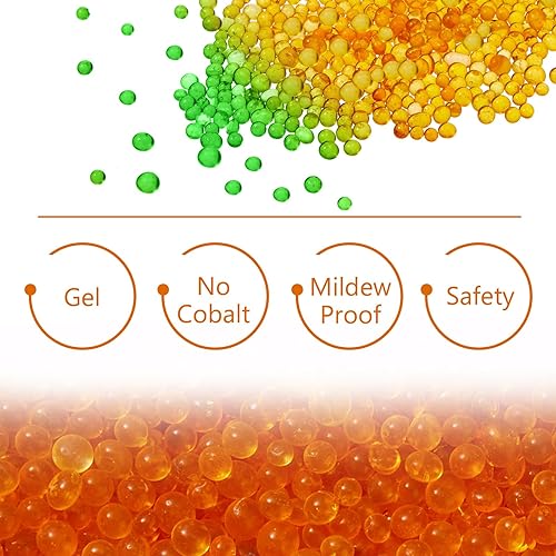 Miniatura 7 de Paquete de 6 recipientes desecantes de gel de sílice indicadores de 1.41 oz (1.41 oz), color naranja, desecante, bolsa de absorción de humedad