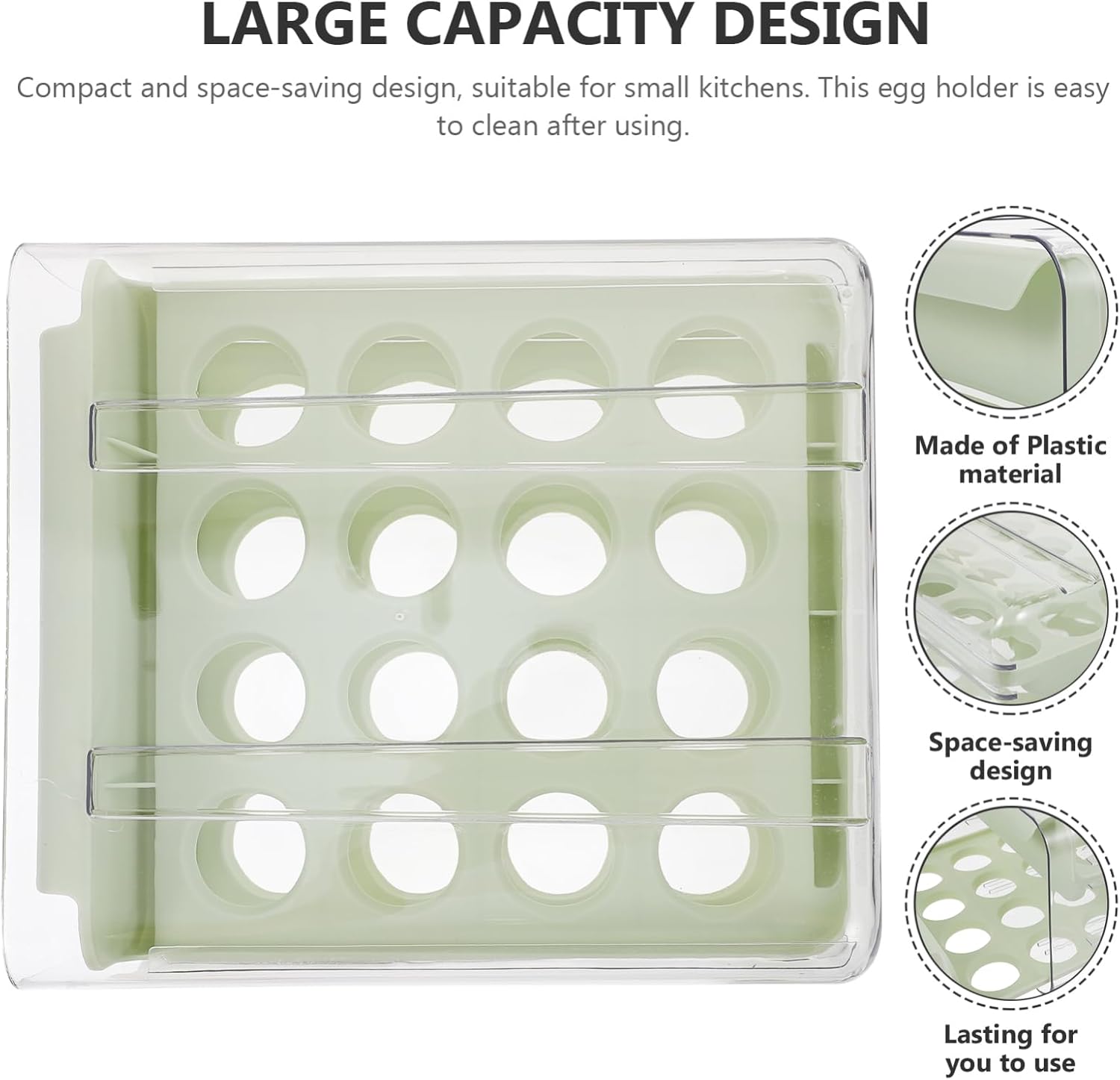 NUOBESTY Multi Grid Egg Holder Reusable Refrigerator Egg Container with Design Capacity Compact Sturdy Storage for Kitchen Countertop Freezer