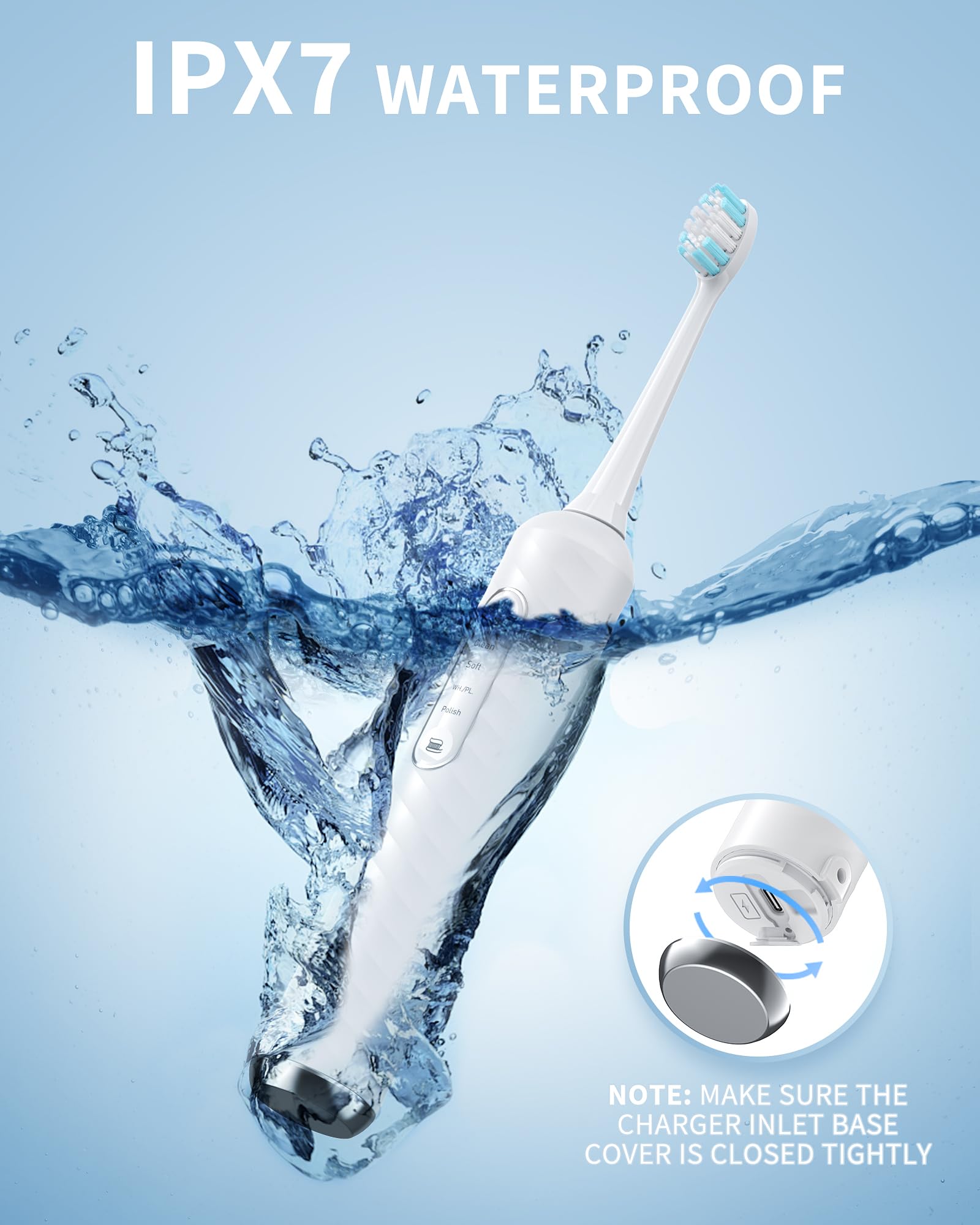Spazzolino elettrico con idropulsore – Kit 2 in 1 per la pulizia dei denti, spazzolino elettrico e filo interdentale Combo con 3 modalità di pulizia, design portatile per la casa e i viaggi (bianco)