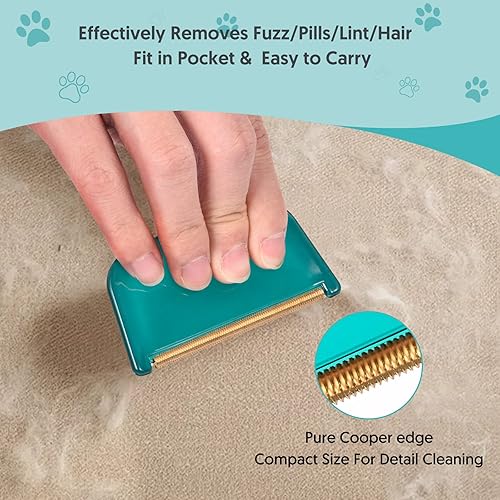 Miniatura 5 de Removedor de pelo de mascotas para sofá, paquete de 3 unidades, removedor de pelusas reutilizable, rastrillo portátil para alfombras, rastrillo de
