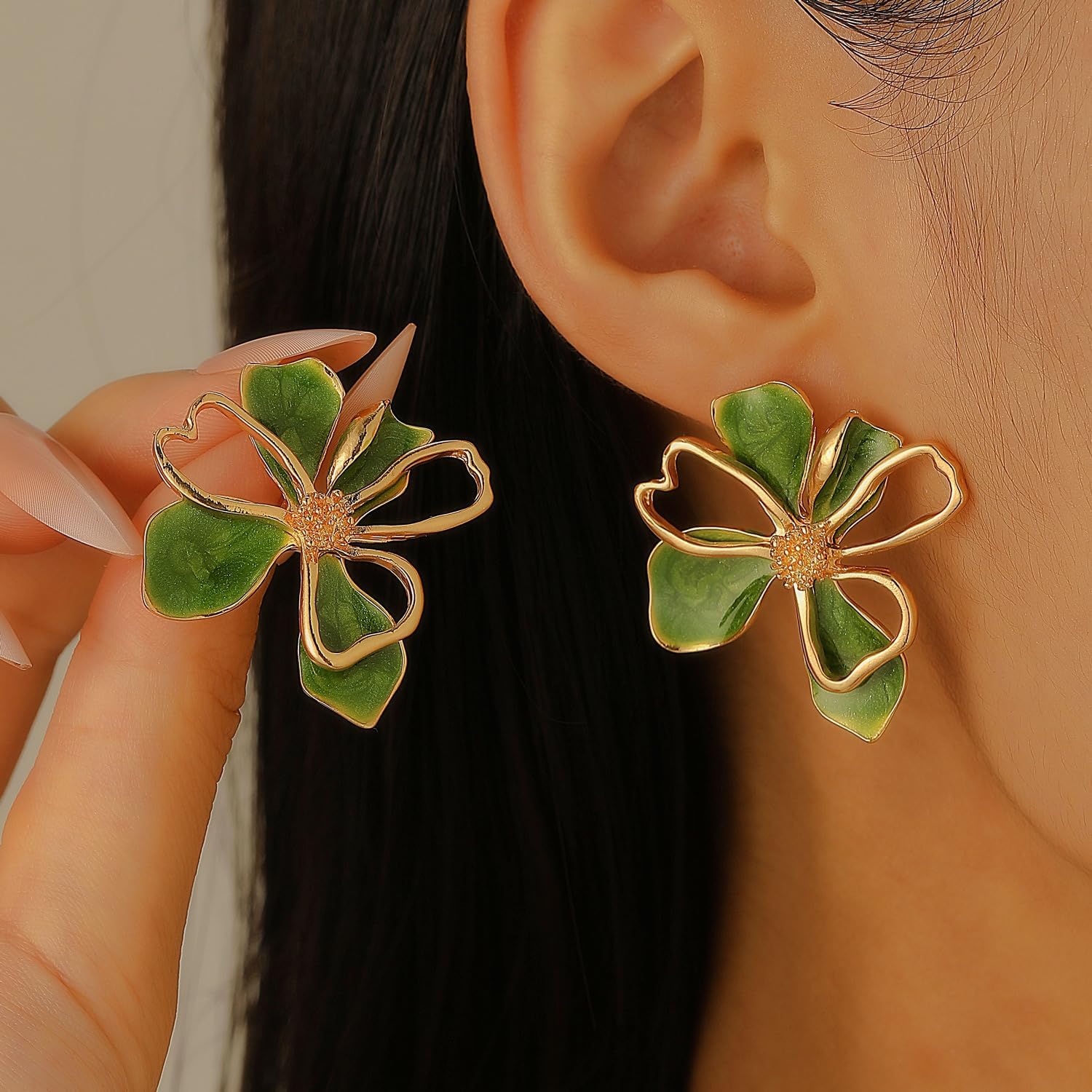 Gold Flower Earrings for Women Gold Statement Earrings Flower Stud Earrings Floral Statement Summer Earring Wedding Prom Birthday Fashion Jewelry - Image 3