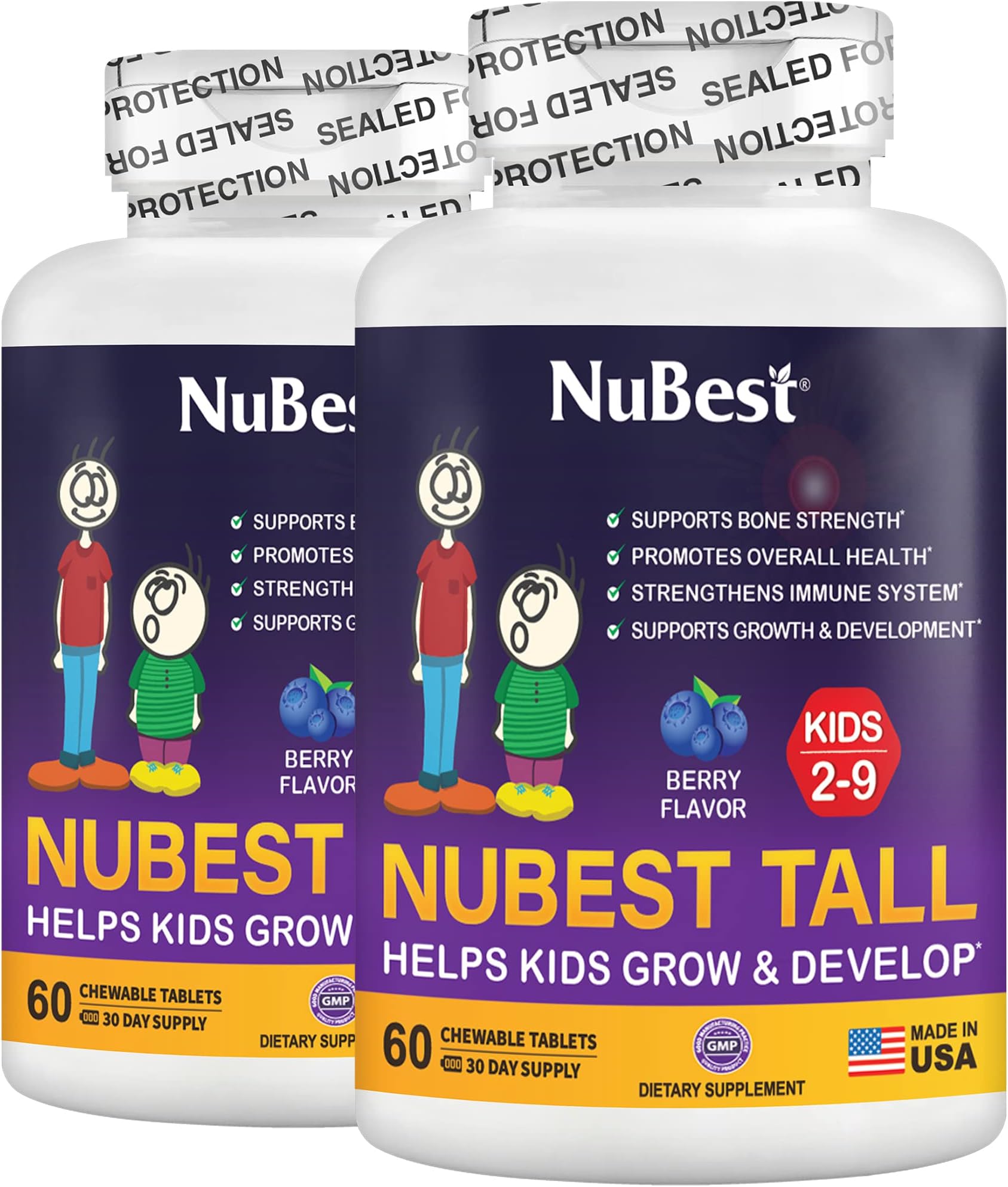 NuBest Tall for Children Age 2-9 - Advance Bone Strength & Develop (Pack 2-120 Count - Type: 60 Count/Bottle)
