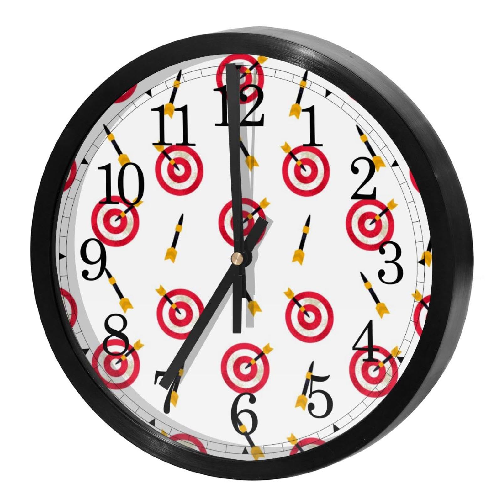 Horloge murale silencieuse à quartz ronde pour bureau et cuisine design fléchettes