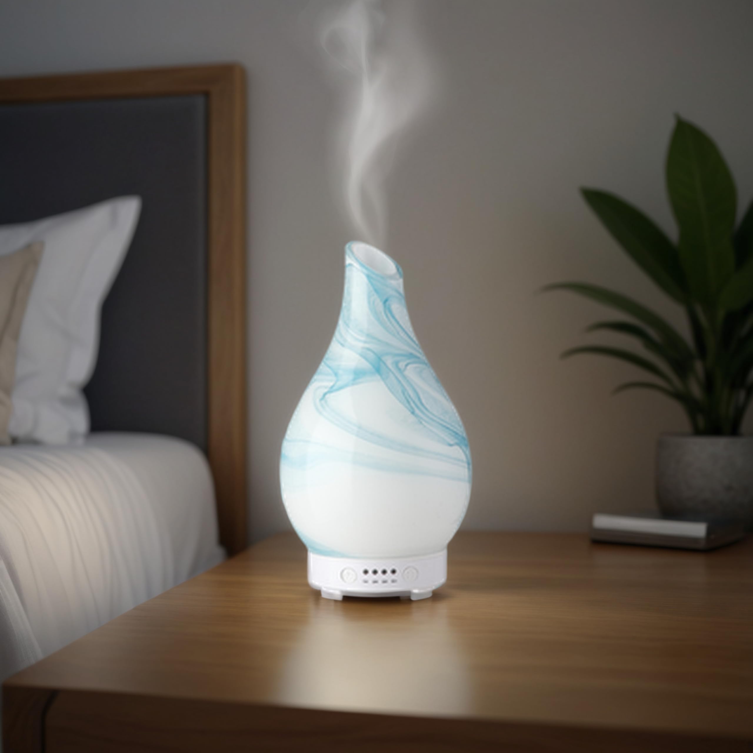 Zen’Arôme Diffuseur Huile Essentielle Yangtsé – Diffuseur Ultrasonique Aromathérapie à Froid - Diffuseur Électrique Humidificateur – Verrerie avec Motif Décoratif et Éclairage LED Personnalisable