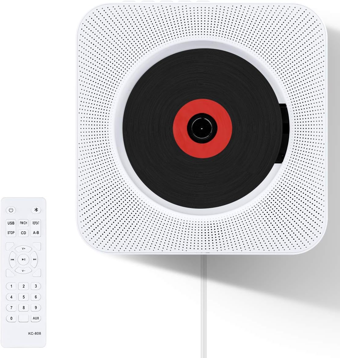 送料無料 M Cdプレーヤー ポータブル Aux 防塵カバー付き Cd リピート 卓上 リモコン付き 多機能 壁掛け式 Fm Usb