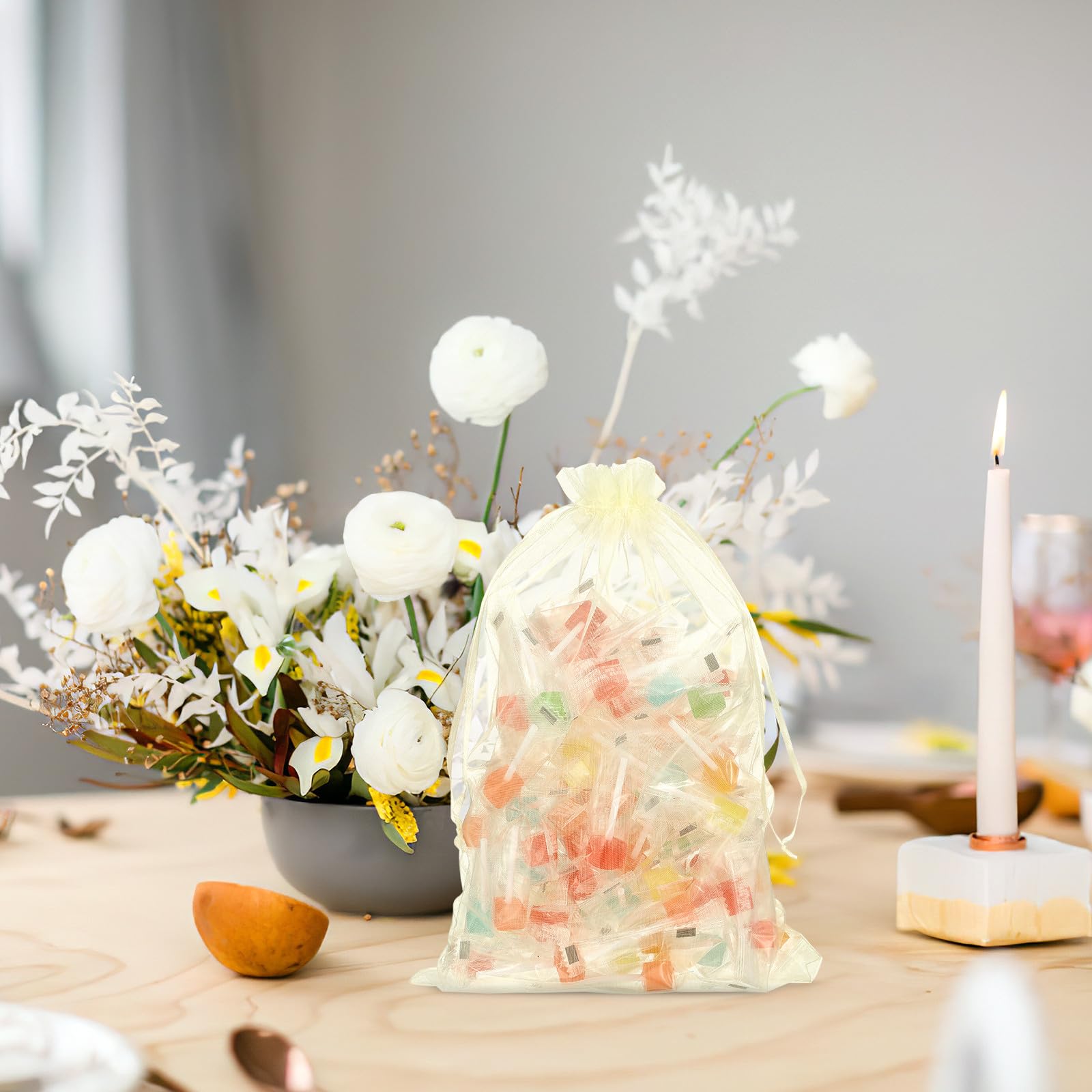Healvian 50stücke Netzbeutel aus Organza mit Kordelzug Kleine Beutel für Schmuck und Süßigkeiten als Geschenktüte für Feste und Hochzeiten Transparent und Vielseitig Einsetzbar