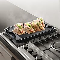 Vista 8 de VEVOR Parrilla/plancha reversible, plancha de hierro fundido pre-sazonada de 14 x 8.5 pulgadas, sartén rectangular portátil con asa, utensilios