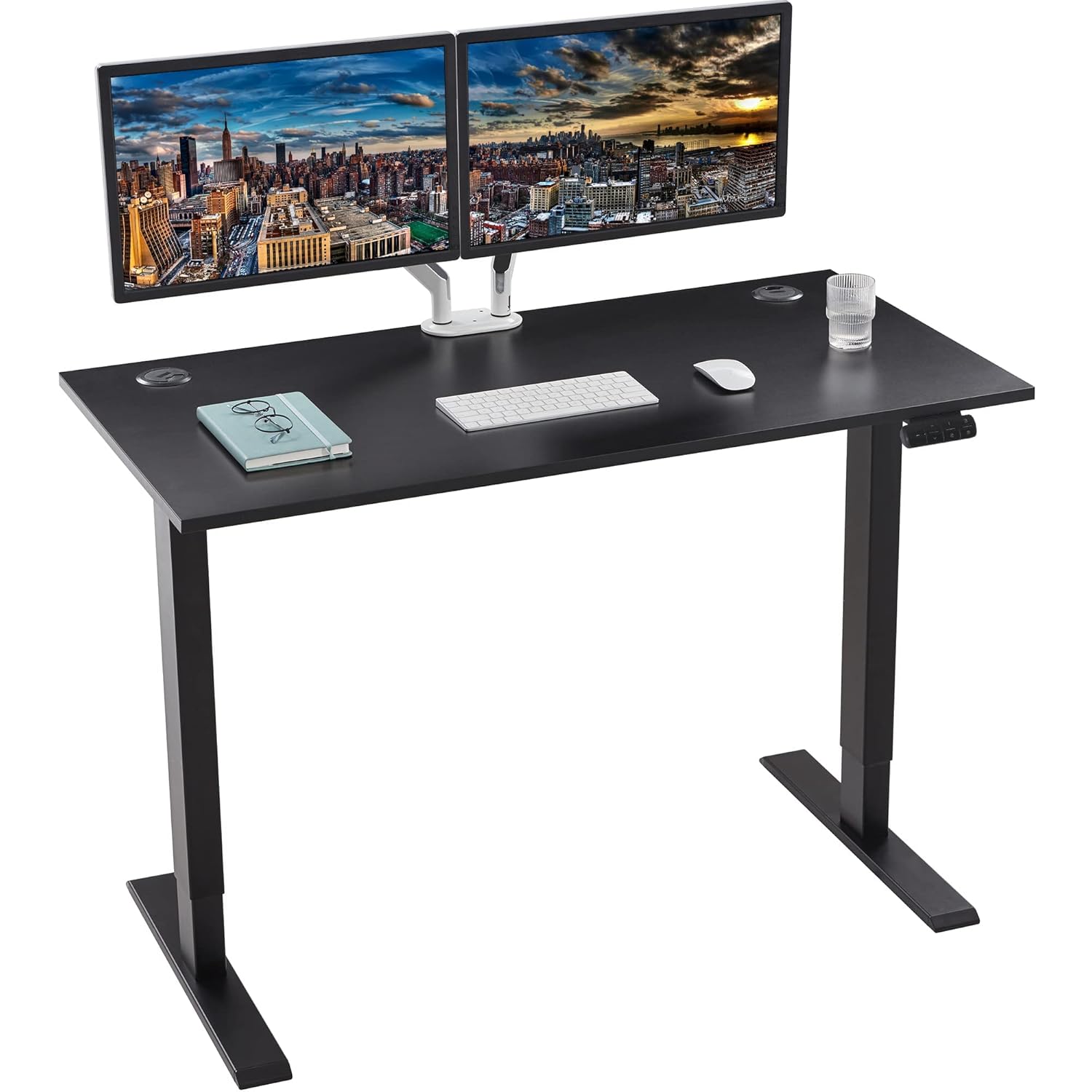 Sunon Height Adjustable 48 x 24 Inches Electric Lift Standing Desk Computer Table with Dual