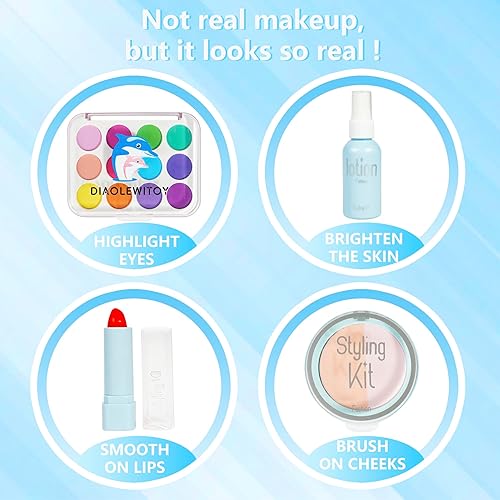 Miniatura 7 de Kit de maquillaje de simulación de 15 piezas para niñas, juguetes de maquillaje de simulación para niñas, regalos de 3 años en adelante (no