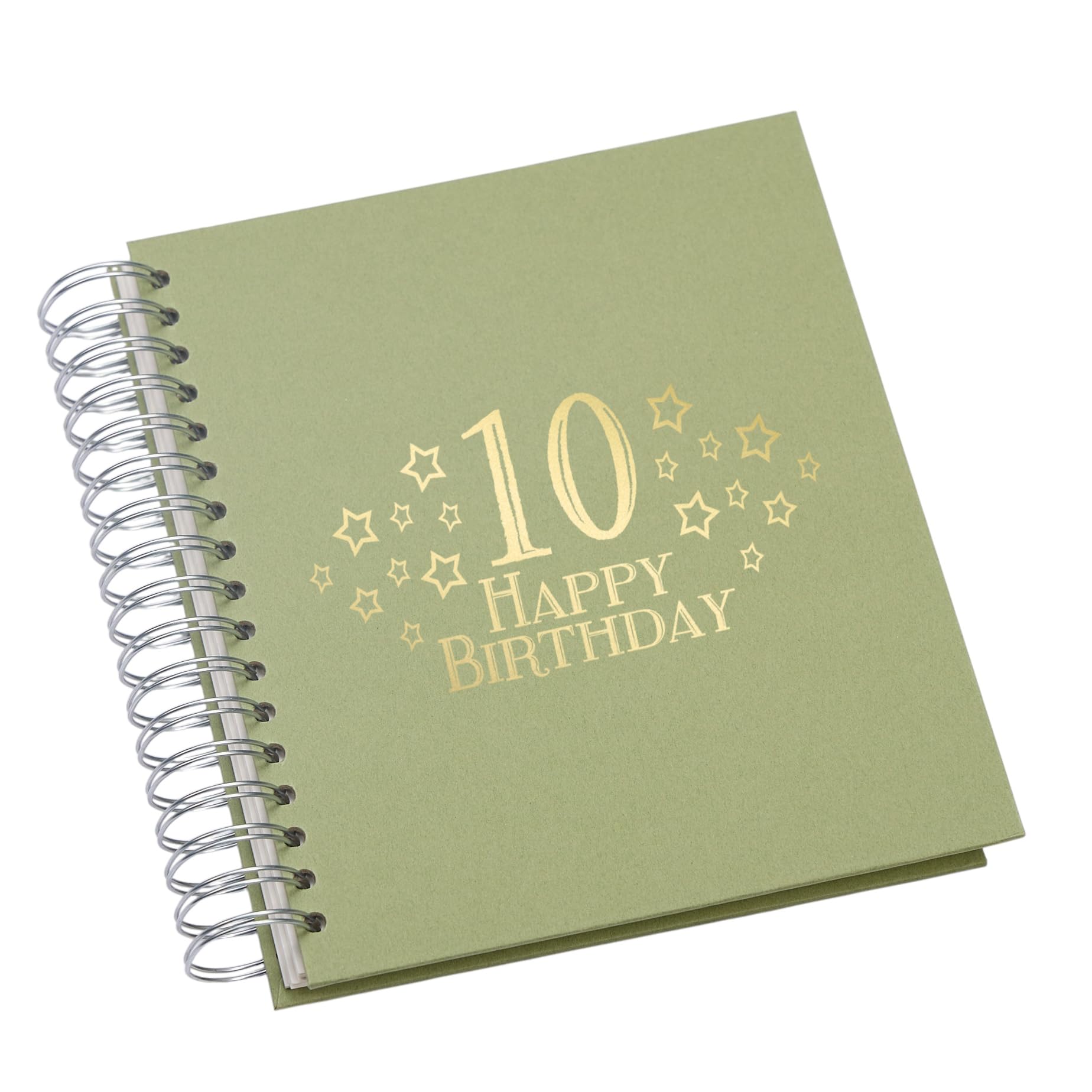 Large 10th Birthday Photo Album Memory Keepsake, Stars Design, Multiple Colour Options, Fits 6x4 or 5x7 Photos (Olive Green, 5 x 7 Inch)