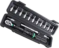 KOEORWS Conjunto de chaves de torque de 1/4 polegada, 2,26 a 24,9 Nm, conjunto de 15 chaves de torque de bicicleta com direção dupla, escalas de alcance duplo, chave de torque de 15 peças para