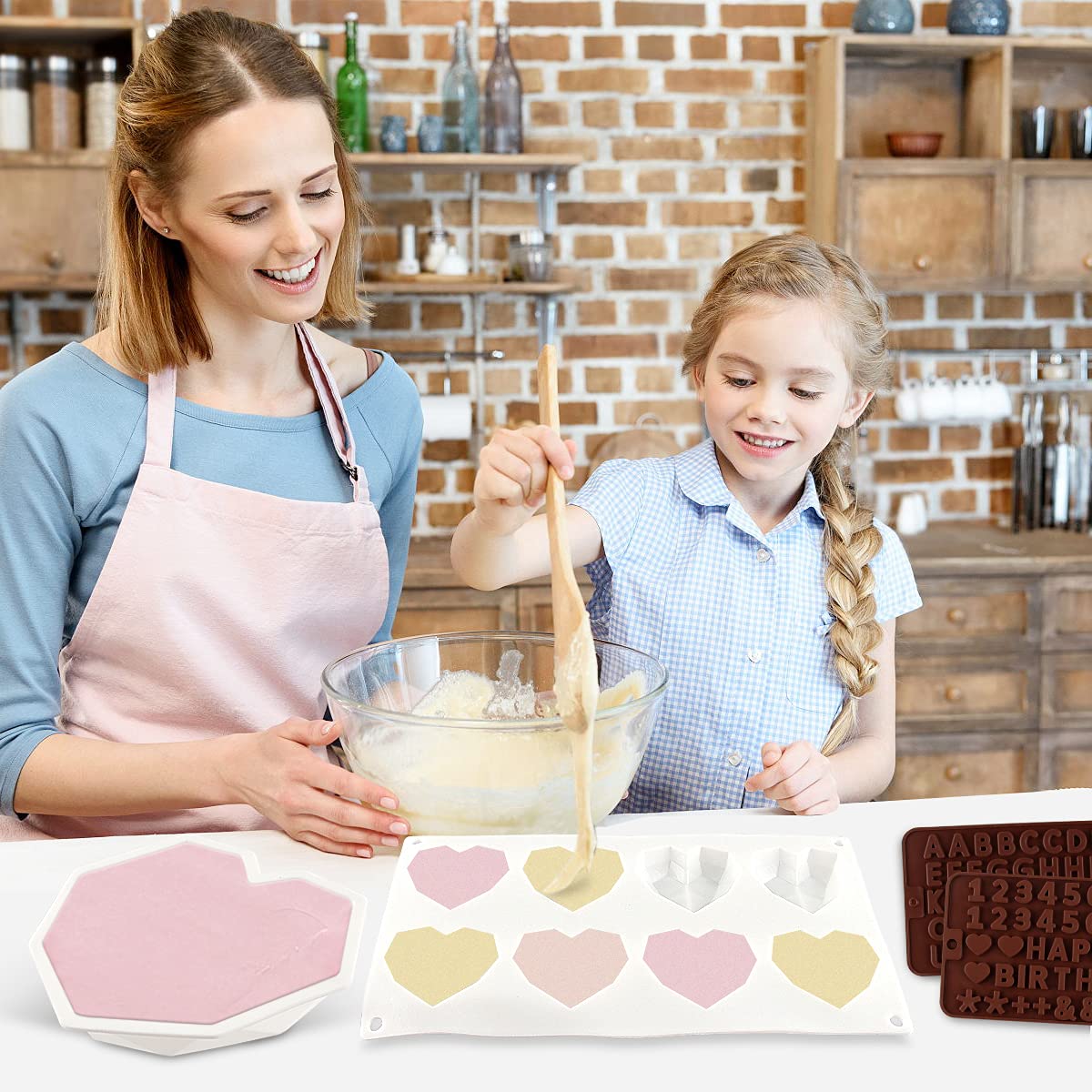 Moule en Silicone, Moules en Silicone pour Bonbons et Chocolats, Forme de Coeur Moule en Silicone Antiadhésif, Les Moules 3D en Silicone Sont Multifonctionnels et Résistants Aux Hautes Températures
