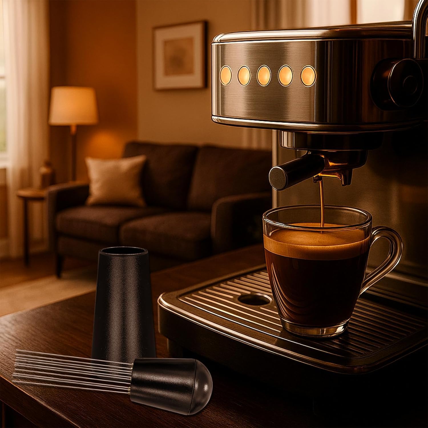 WDT Espresso Distribution Tool WDT tool 0 4mm 12 Needle Espresso Stirrer Tools 304 Stainless Steel Needles with — view 2