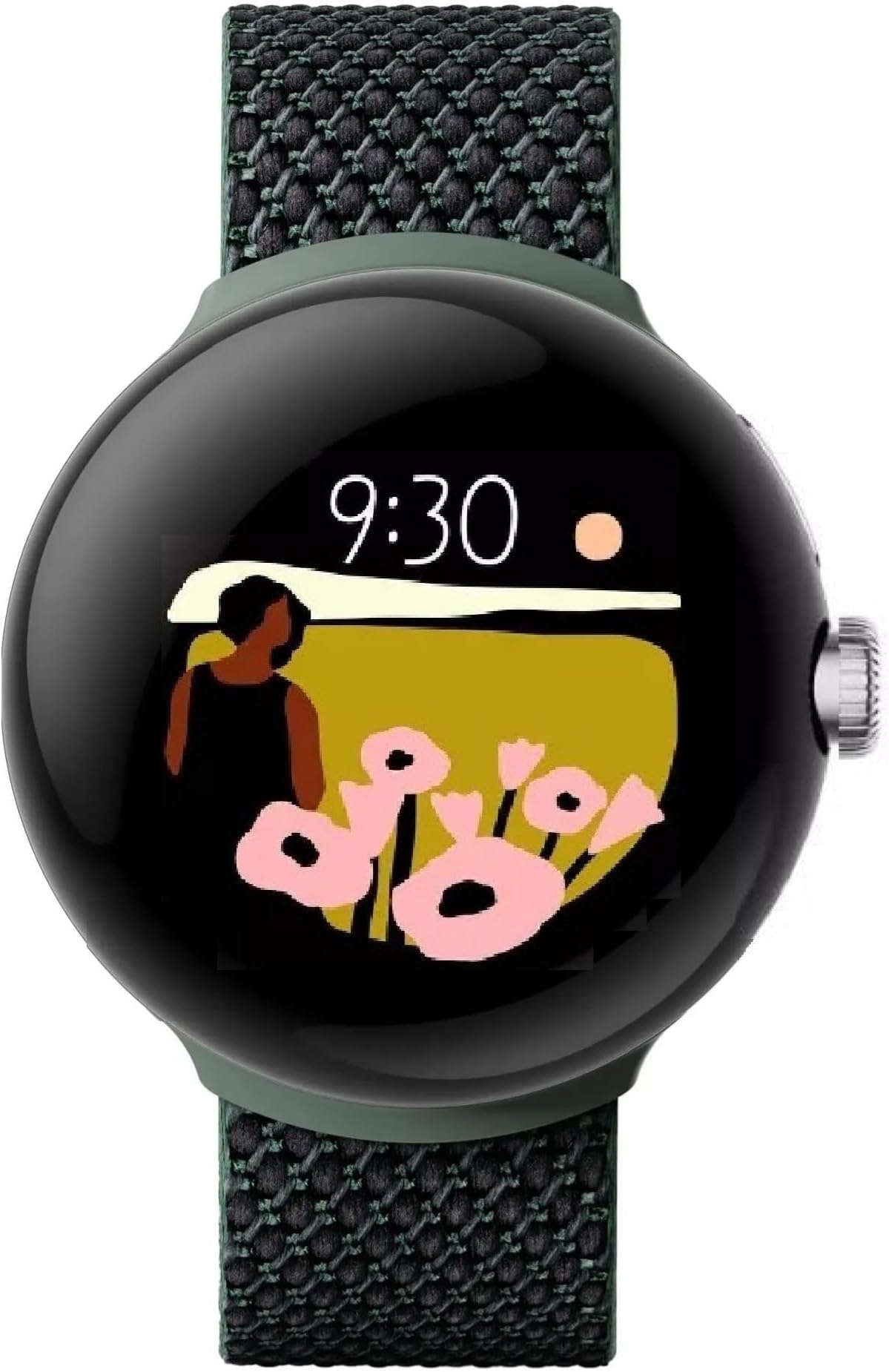 Pixel Watch LTE Smartwatch Compatible with Cellular or WiFi Data, GPS, BT and Heart Rate Monitor 41mm, Bulk Packaging (Woven Ivy)