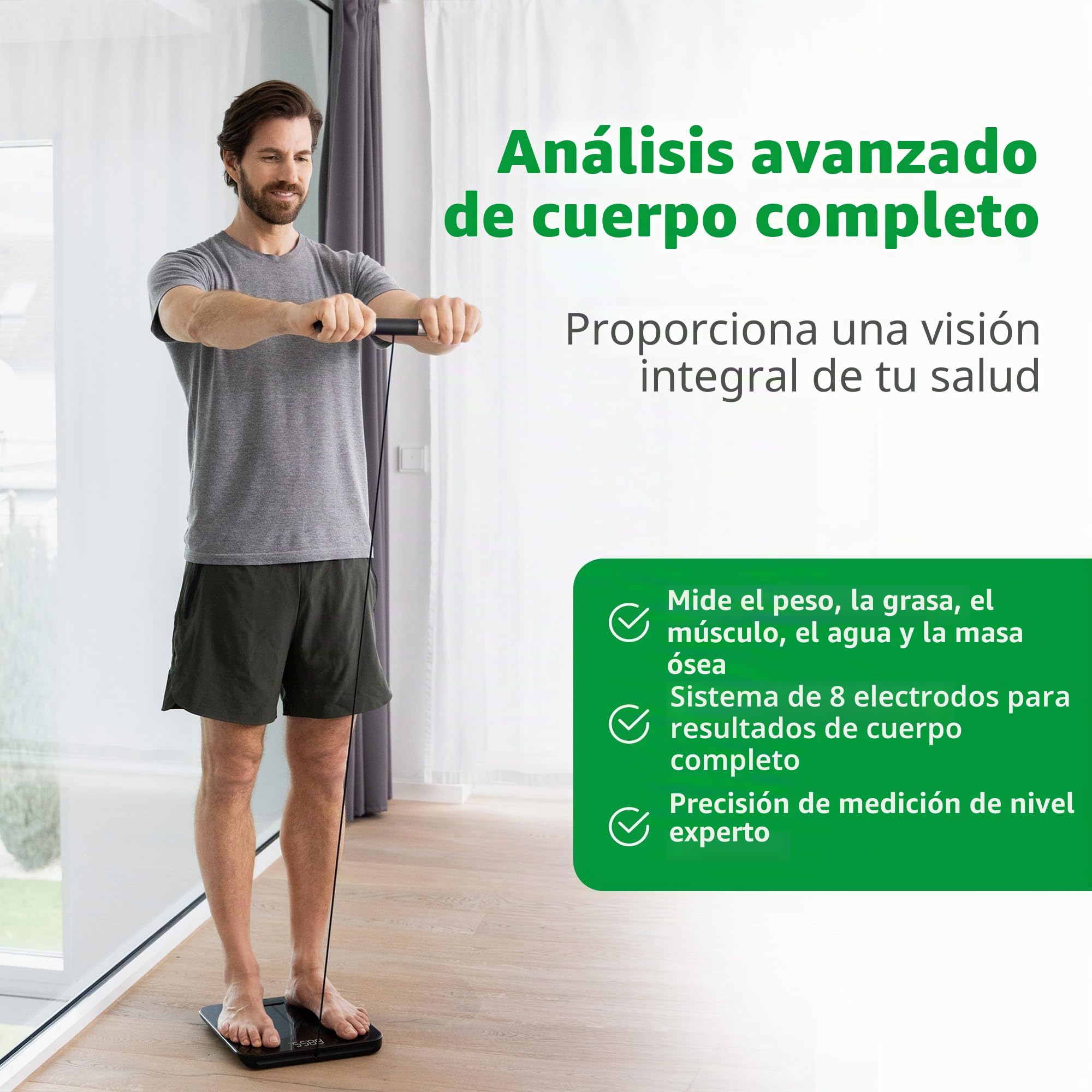 medisana BS 850 connect báscula de análisis corporal con 8 electrodo | con sensores manuales, medición de peso, grasa corporal, masa muscular, bascula de baño con conexión a aplicación