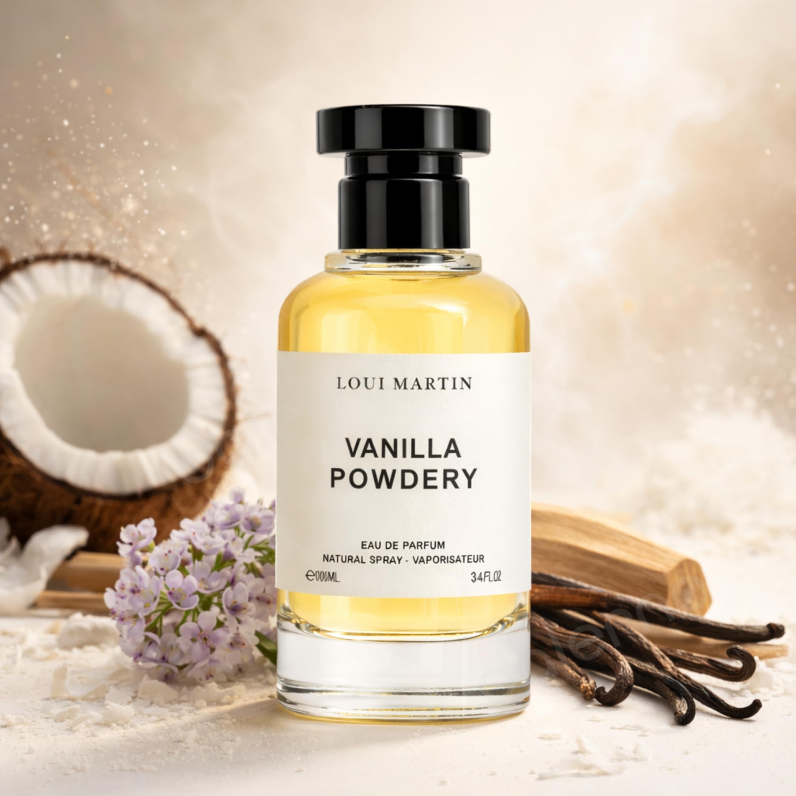 Loui Martin Vanilla Powdery Parfüm Eau de Parfum 100ml Unisex – Intensiver Vanille Duft, Gourmand, Süß, Pudrig, Cremig, Kokosnuss, Heliotrop, Weißer Moschus, Palo Santo Warmer Duft Damen & Herren