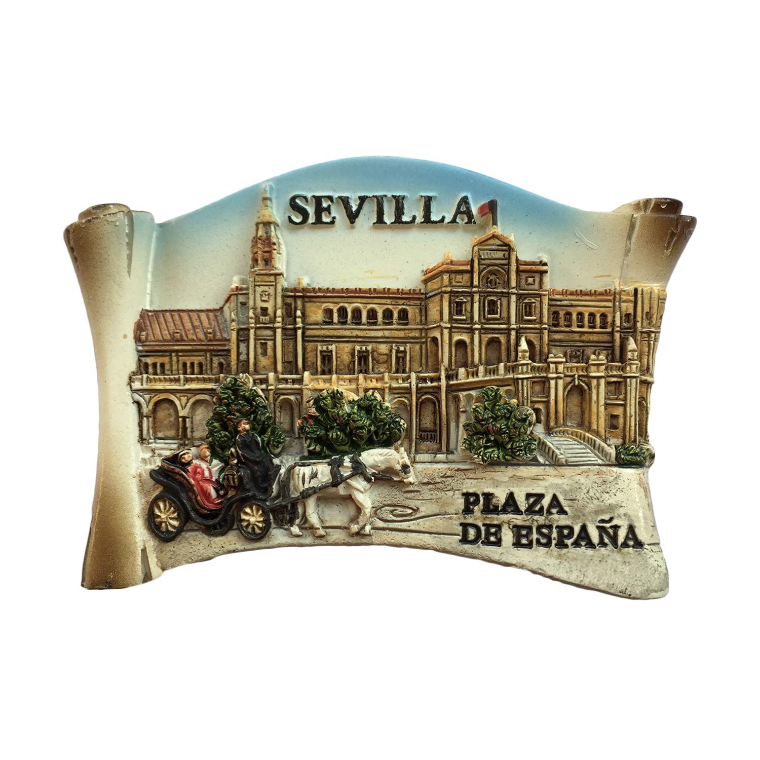 Wedarego Red And Yellow Sevilla Seville Spain 3D Scroll-Shaped Refrigerator Magnet Tourist Souvenirs Resin Magnetic Stickers Fridge Magnet Home & Kitchen Decoration From China