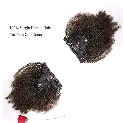 Miniatura 7 de Anrosa Kinkys - Extensiones de cabello humano rizado con clip, 3C 4A, extensiones de cabello natural Remy grueso con clip, extensiones de cabello