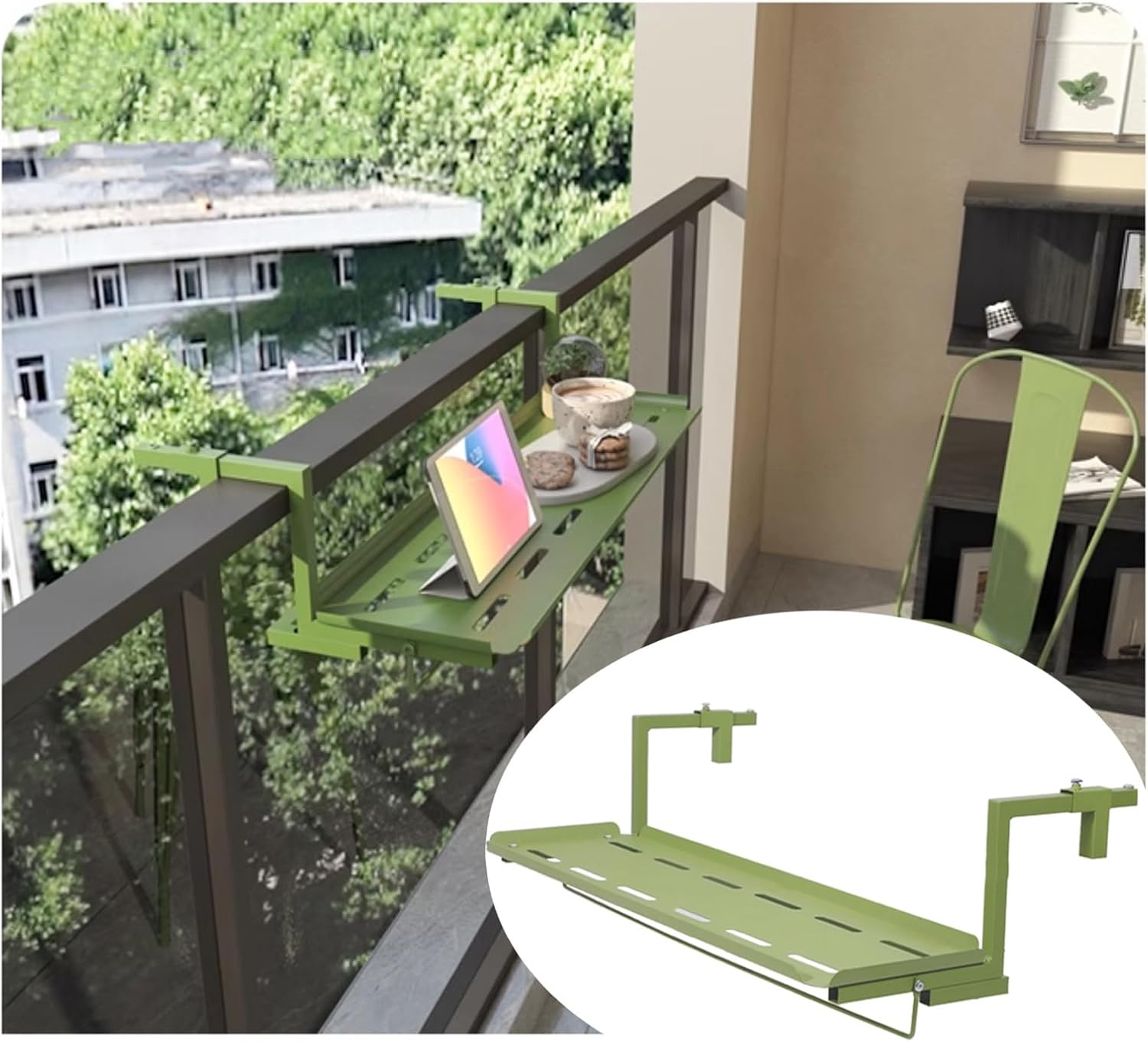 Natural Wood Outdoor Balcony Hanging Railing Bar - 47.2 x 9.8 inches for Serving Food & Flowers - Perfect Patio Decor & Garden Accessory