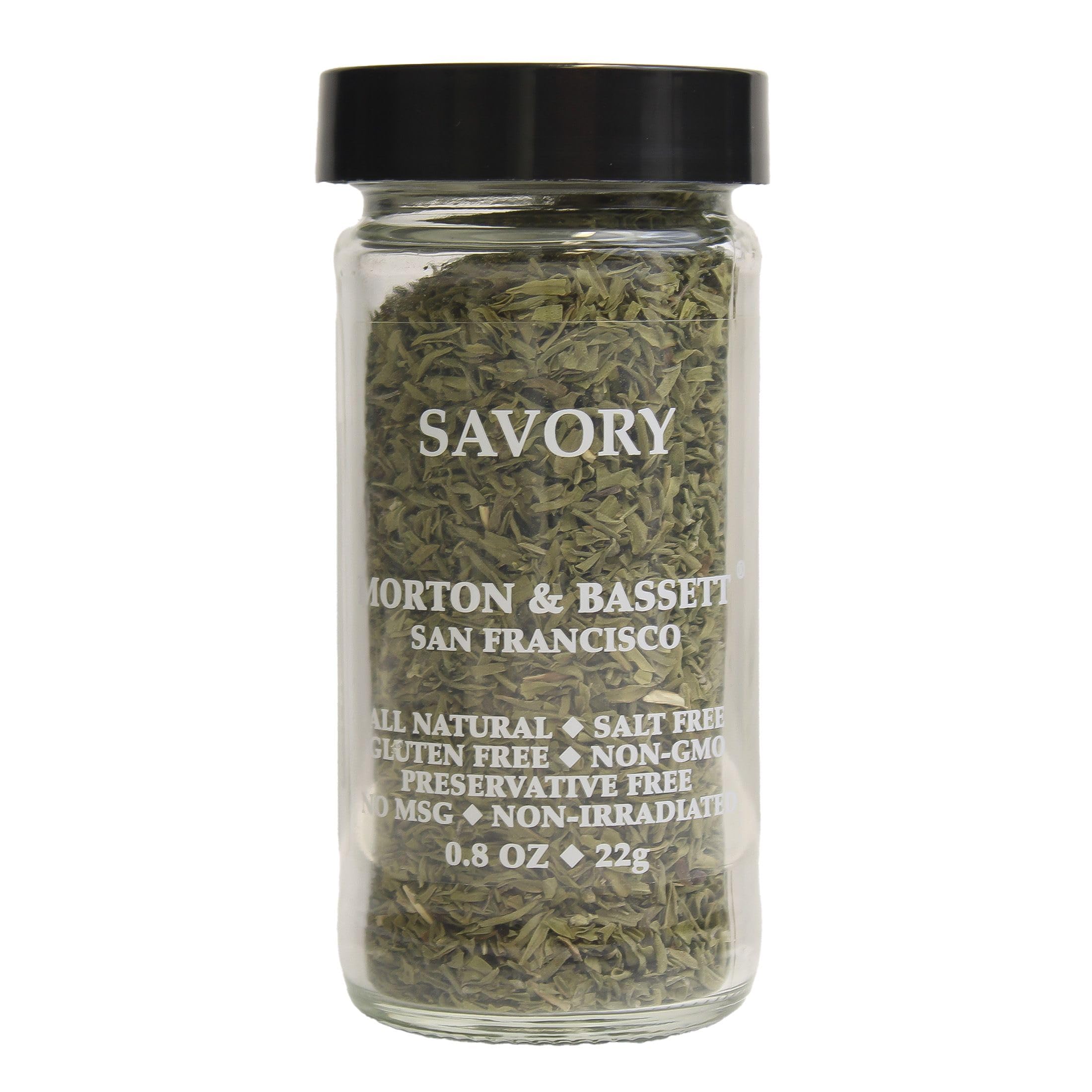 Morton & Bassett Savory Spice, 0.8 oz – Non-GMO, Salt-Free, Herbaceous Blend for Stews, Roasts & Mediterranean Dishes