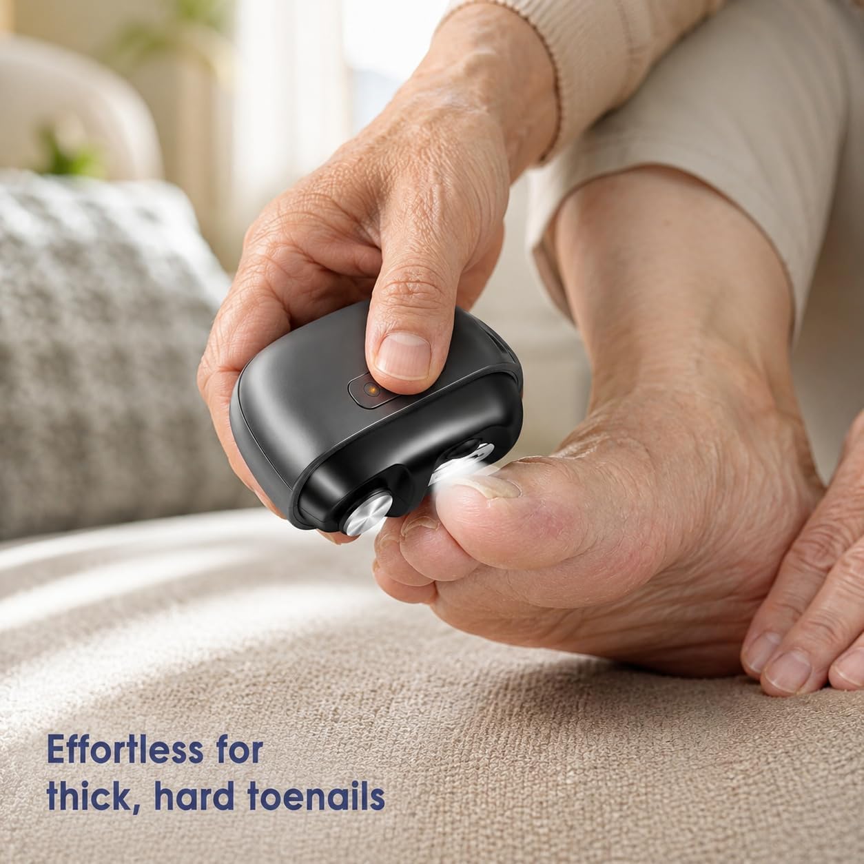 Electric Nail Clippers for Seniors, 3 in 1 Automatic Electric Toenail Clippers for Thick Toenails with Polishing, LED Light, 2 Speed, Rechargeable Cordless Nail Grinder for Adults, Men, Women