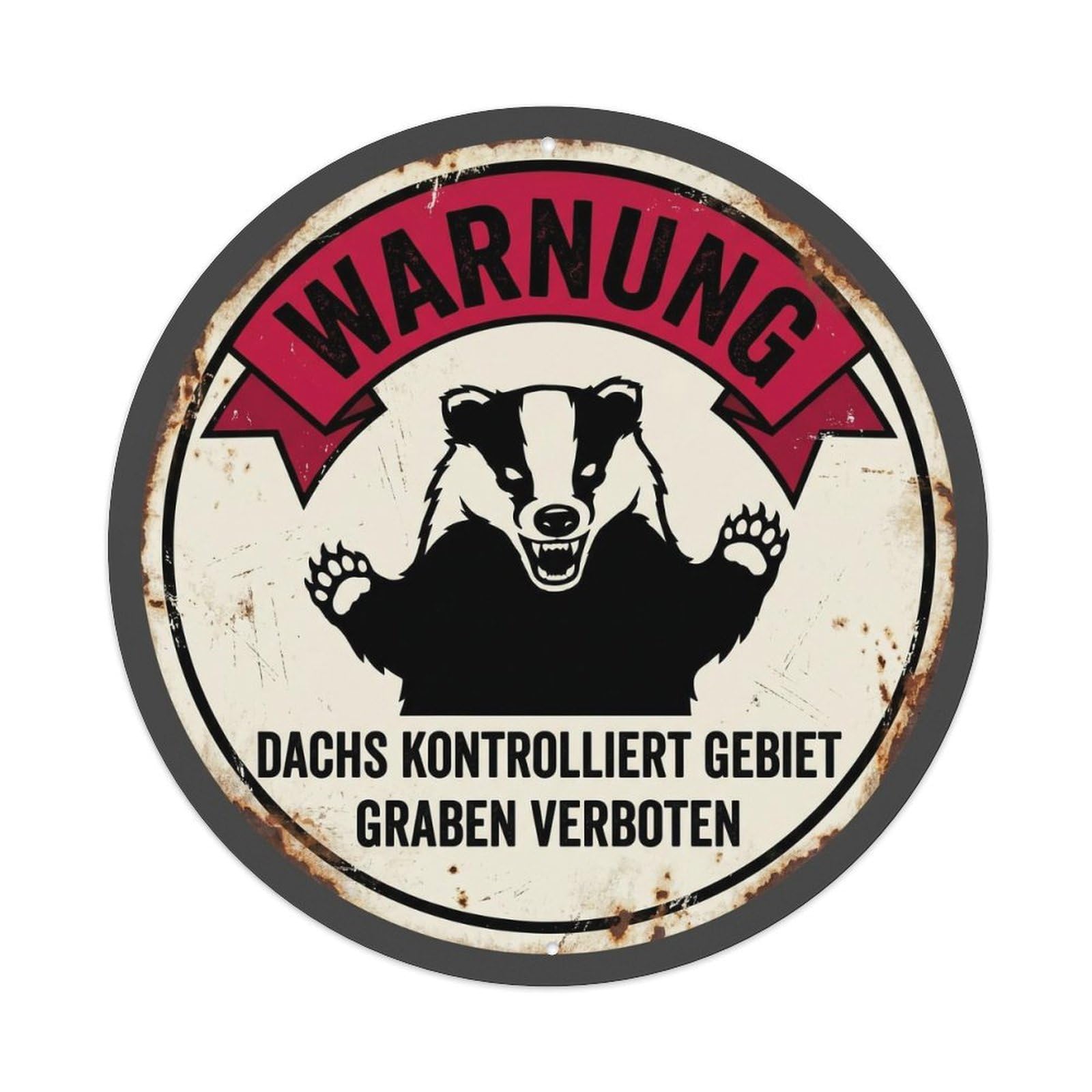 Fqcyn Style Grumpy Badger Underground Boss Metal Tin Sign Plaque Wall Decor For Cafe, Club Bar, Office, Home Garden Round Metal Poster 8X8inch