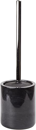 Creative Home Juego de cepillo y soporte para bola de inodoro de mármol negro natural con funda de silicona, cepillo compacto de almacenamiento para