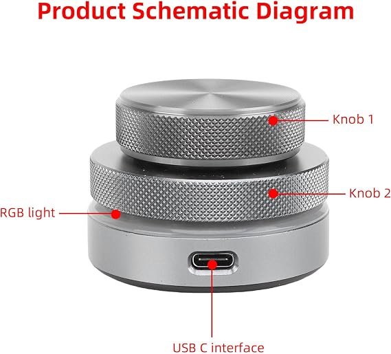 LICAEVEY Volume Control Knob, 2.4G Bluetooth USB C Wired Modes, 360 Rotary Knob, One Key Shortcut Functions, Multimedia Controller for Phone PC Tablet
