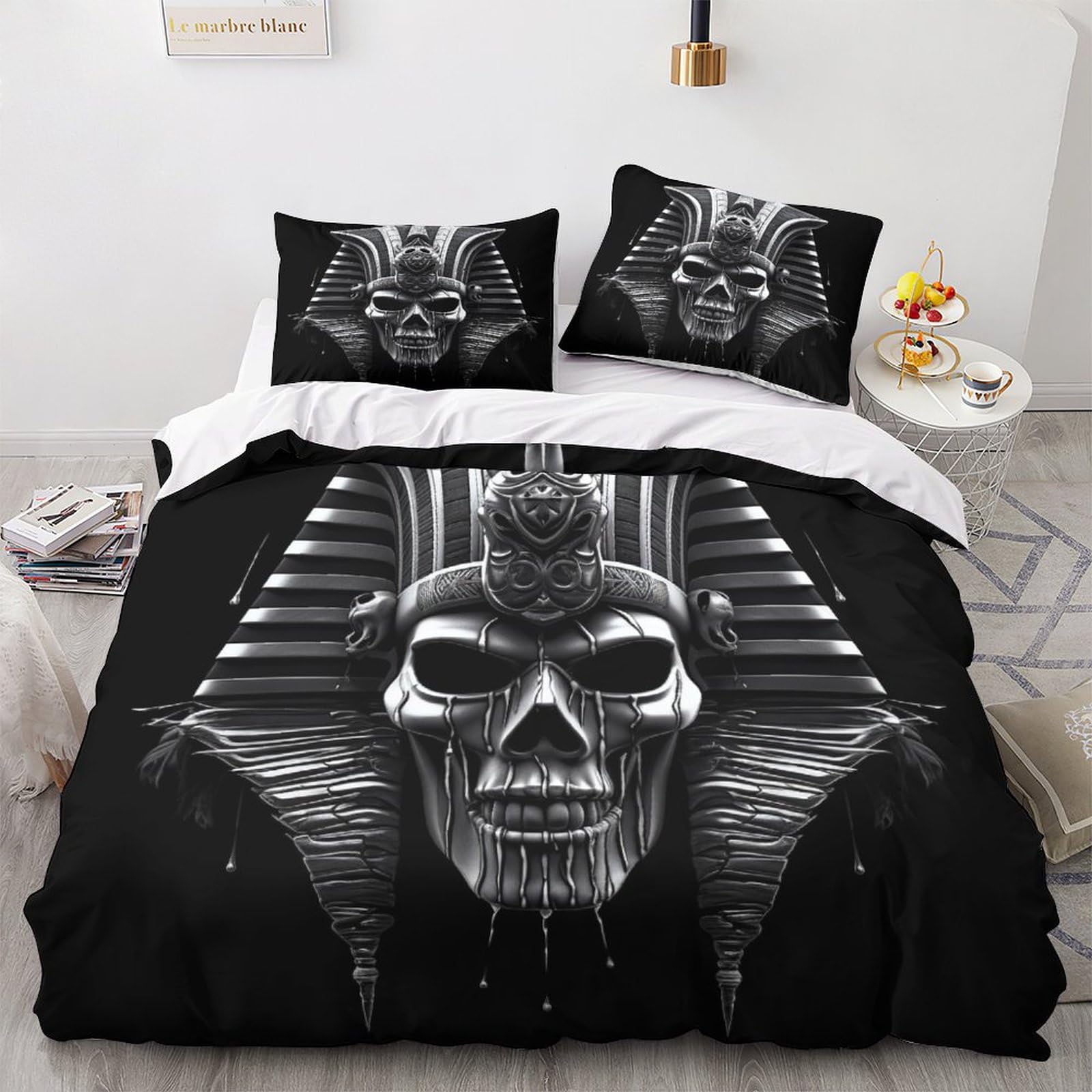 Ancient Egypt Bedding Set Finesse Microfiber pharaoh Duvet Cover Set Zipper Closure Comforter Cover Ultra Soft Quilt Cover for Girls, Boys And Teens with Pillowcases Double（200x200cm）