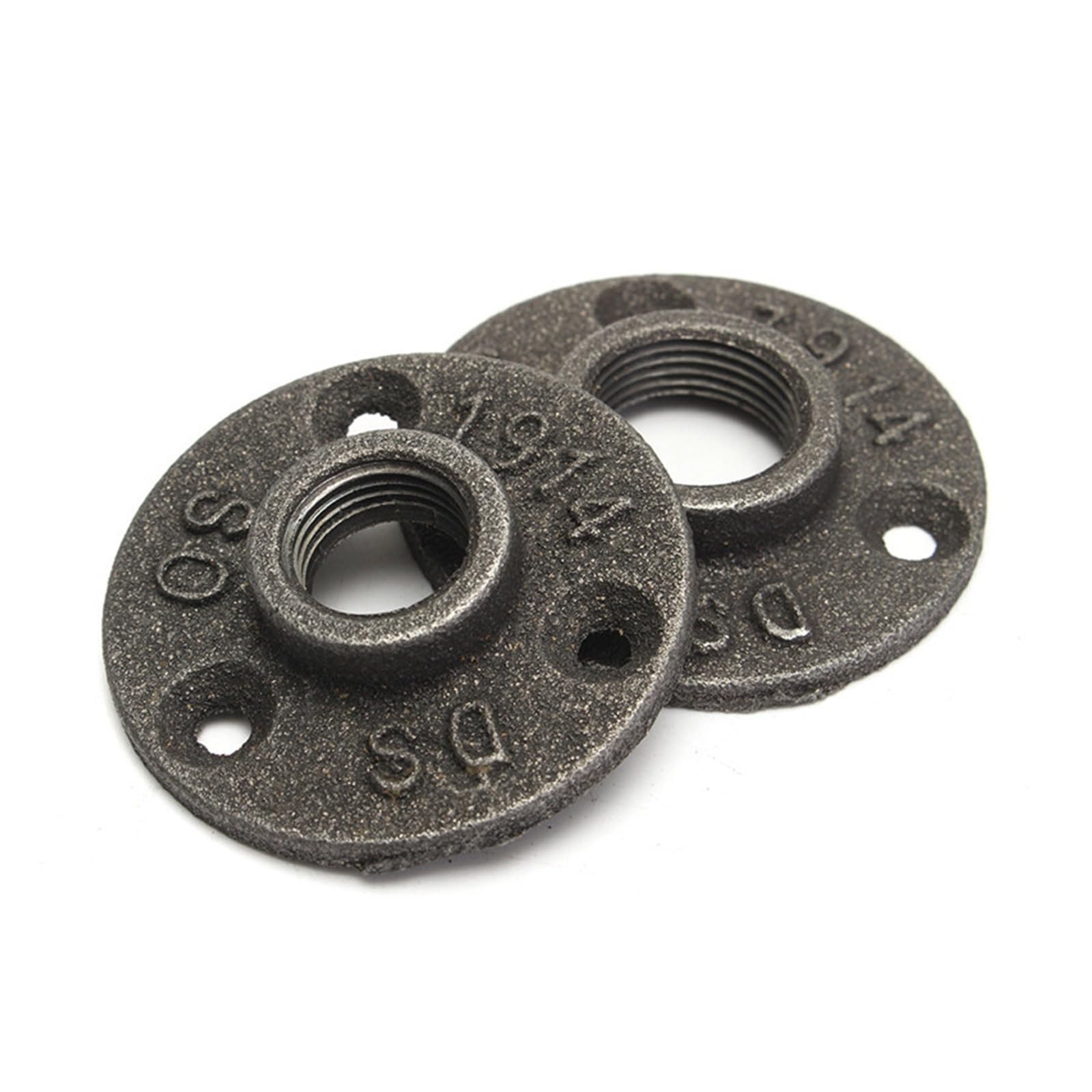 Ozliyy One Color 10Pcs Decorative Malleable Iron Floor/Wall Black Flange Cast Pipe Fitting Bsp Threaded Hole Hardware(1")