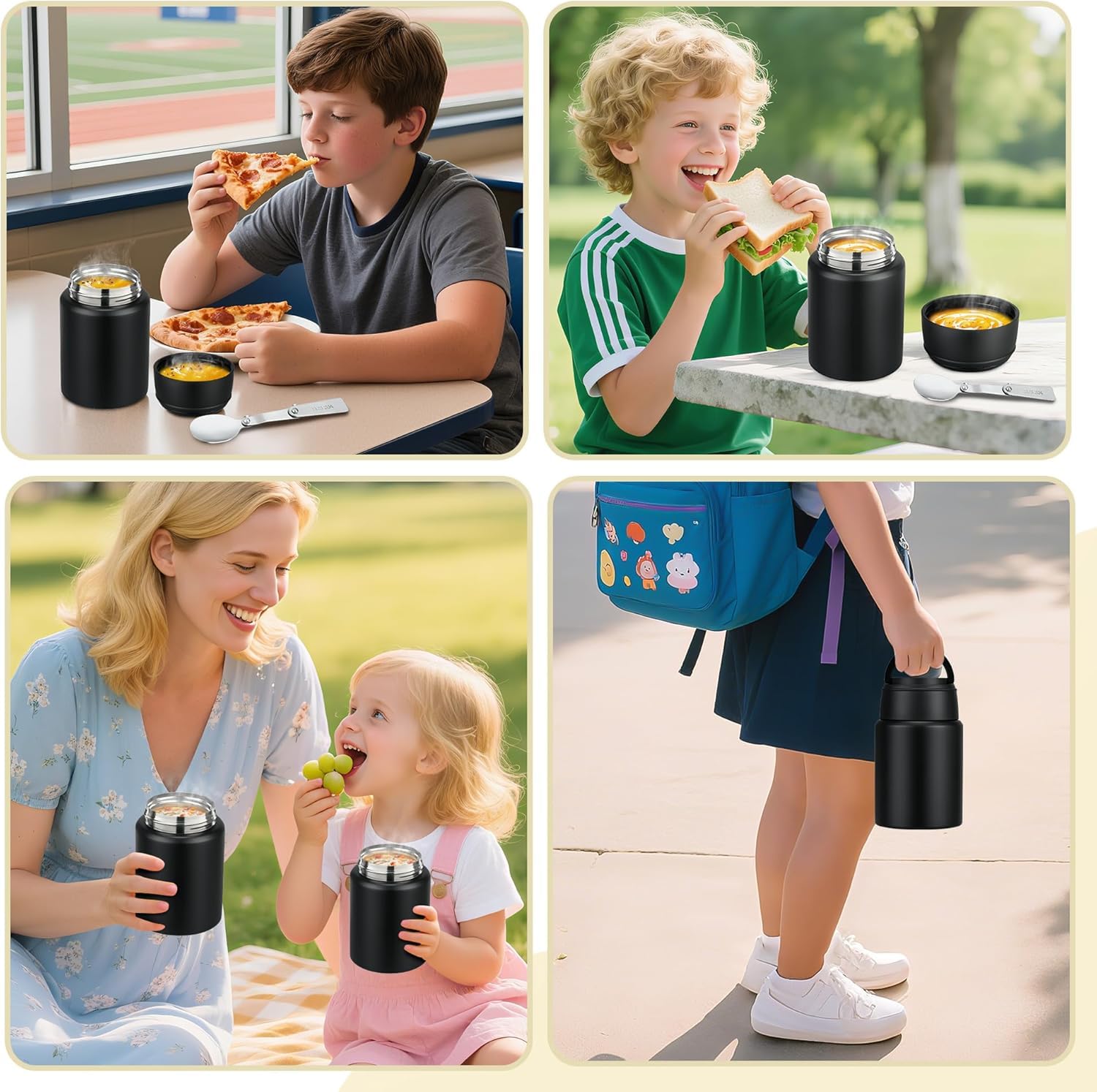 Insulated Lunch Jar with Spoon - Hot & Cold Food Container -9