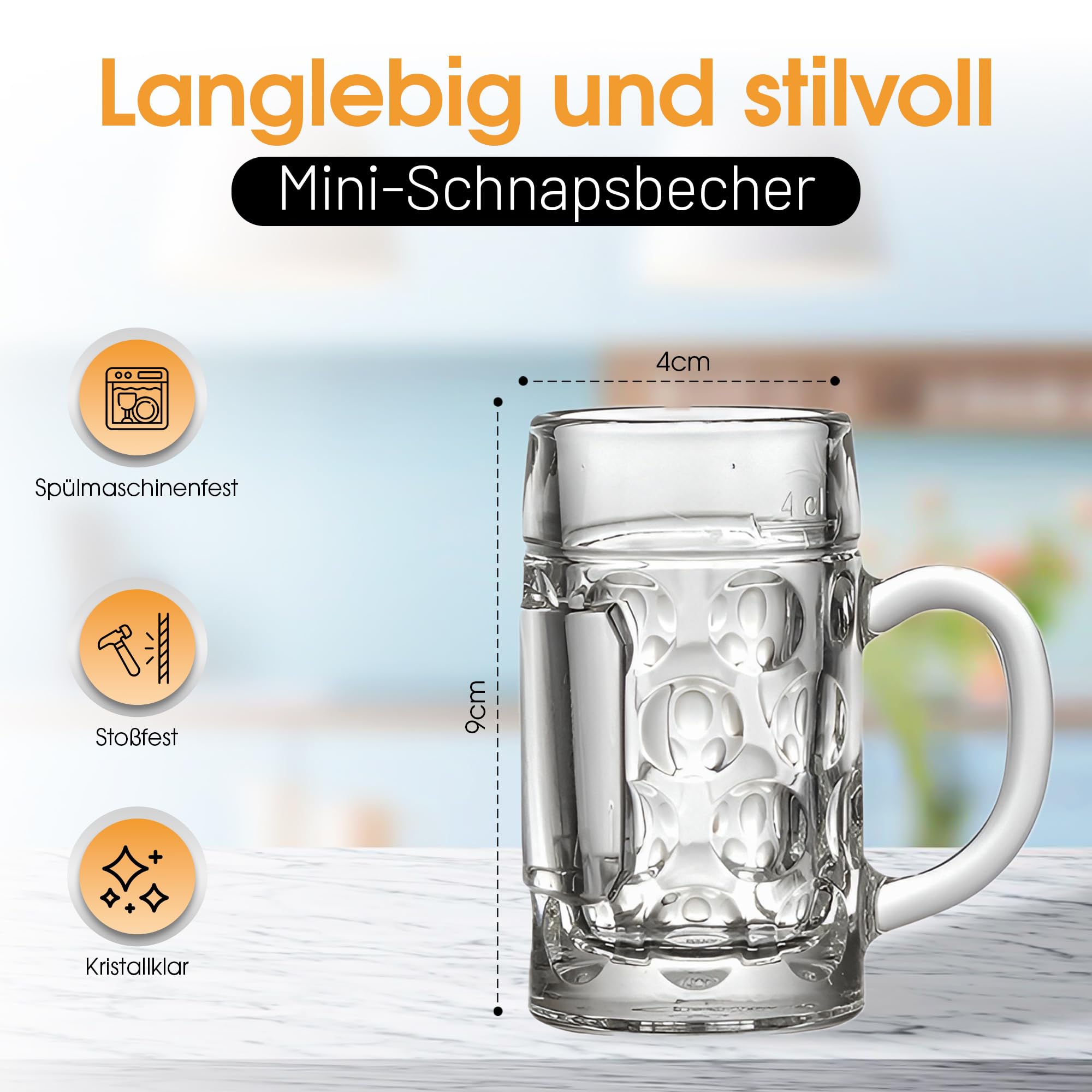 6x Mini Bierkrug, Massglaß, Seidel, Oktoberfest, Bayern Schnapsglas 4cl (6x blau/weiss)