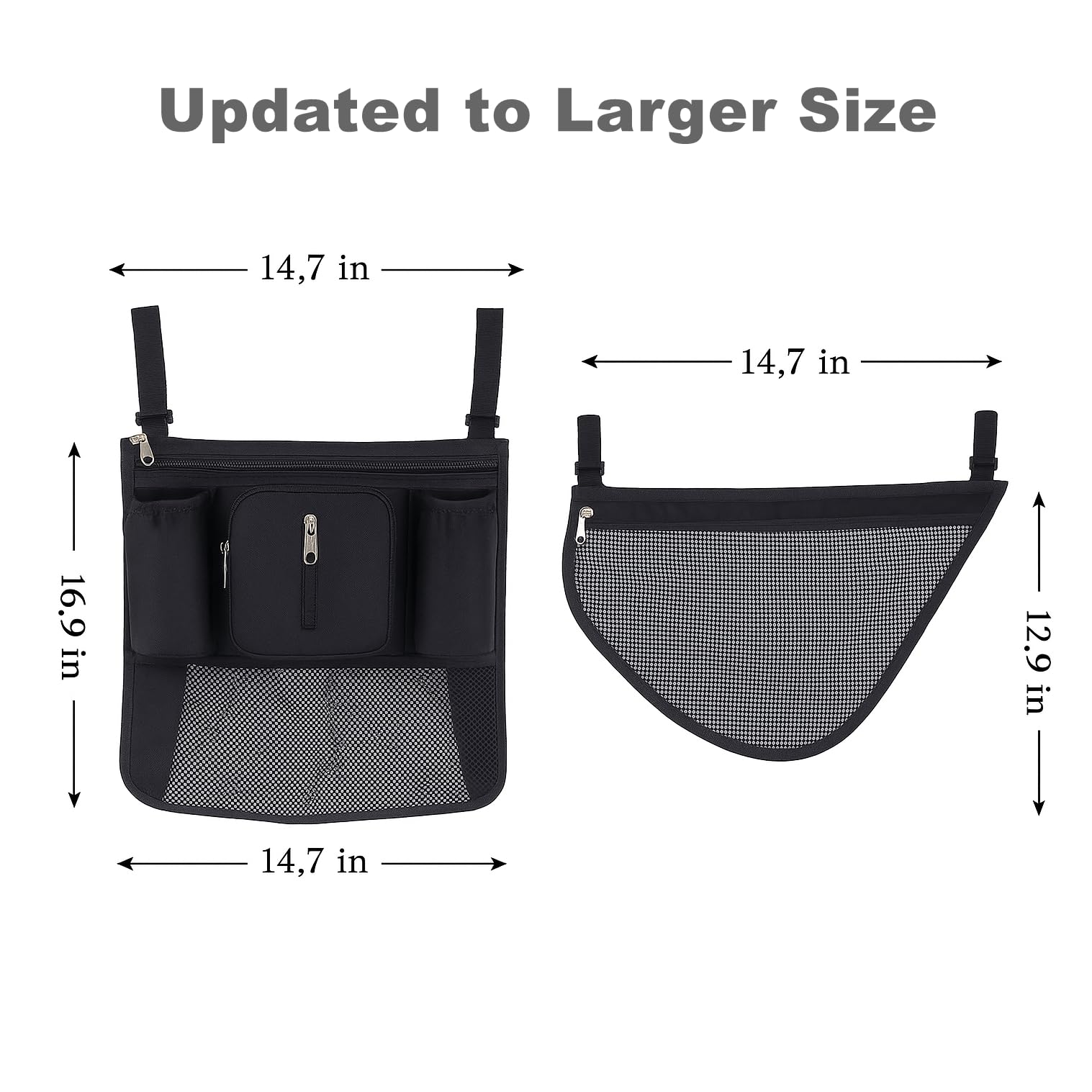 SUNVENO Organizer universale 2 in 1 per passeggino, portabicchieri isolati, tasca per telefono/polso con cerniera, tracolla laterale in rete, cinghie antiscivolo regolabili, si adatta alla maggior