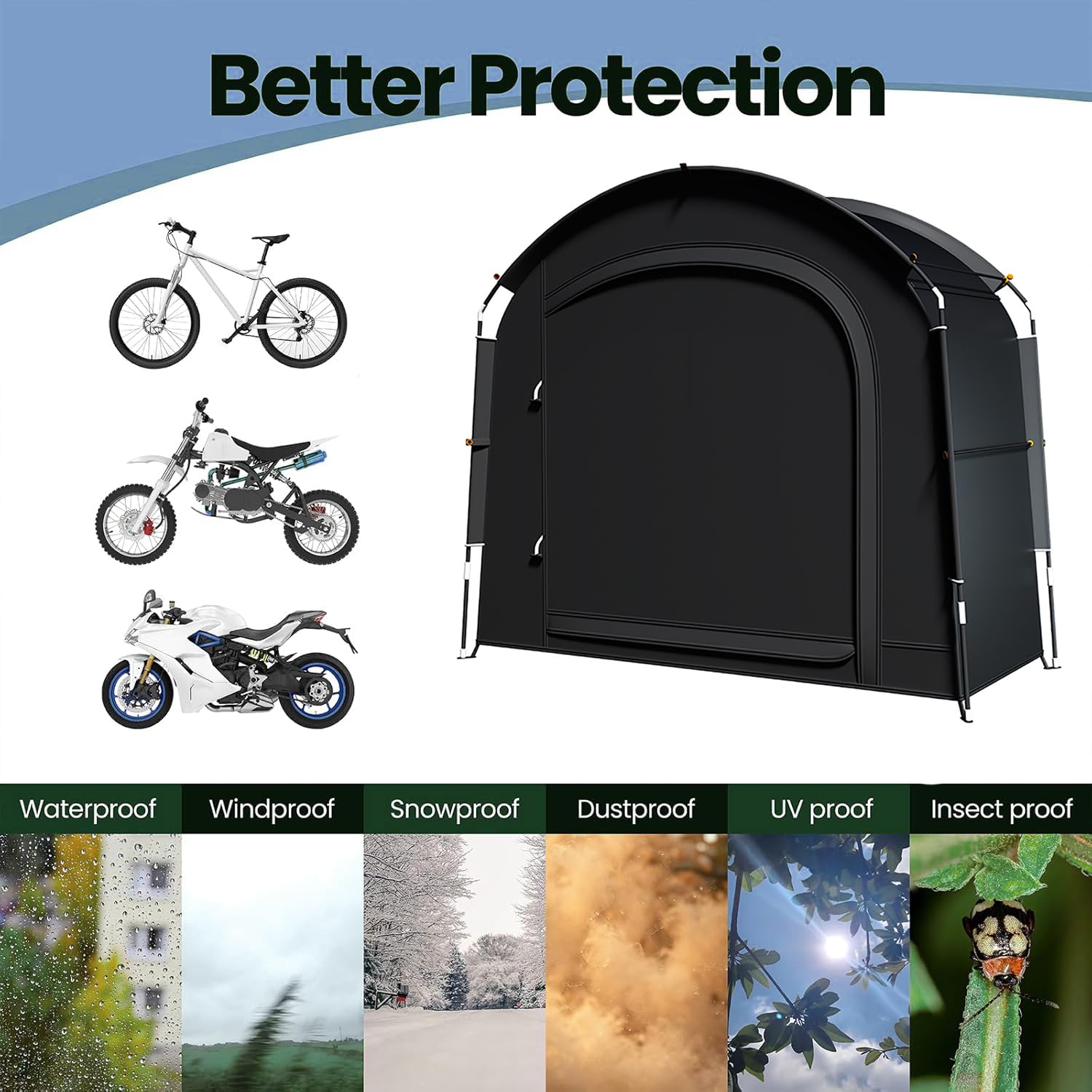 Tenda da Bicicletta 200X165X80cm,Fino a 2-3 Biciclette,per Esterni, per Biciclette, Moto, Attrezzi da Giardino