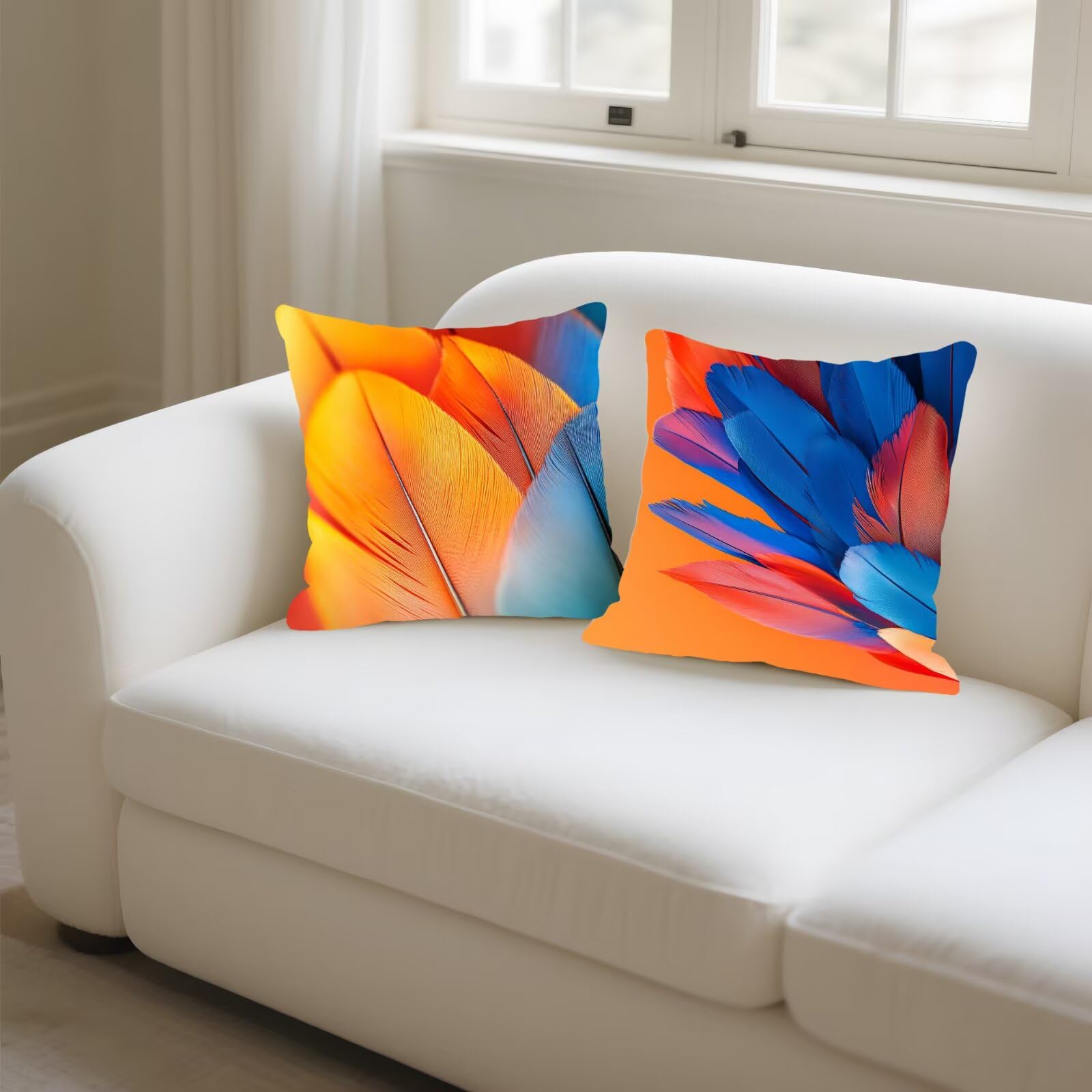 Federe Cuscini Divano 40x40cm, Federa Cuscino Arancione bruciato Piuma Quadrati Copricuscini Super Morbido Copri Cuscini Per Divano, Cuscino Decorativo da Esterno Giardini, Camera Divani, Sedie P-422
