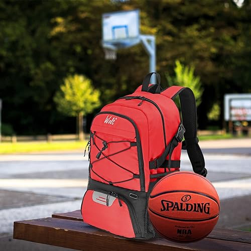 Miniatura 6 de WOLT - Mochila de baloncesto grande con compartimento separado para pelota y zapatos, ideal para baloncesto, fútbol, gimnasio