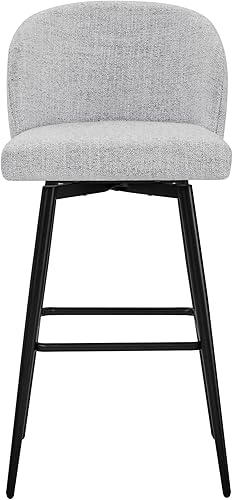 Miniatura 55 de Watson & Whitely Juego de 2 taburetes de bar tapizados giratorios de 360° con respaldos y patas de metal, altura del asiento de 26 pulgadas de alto,