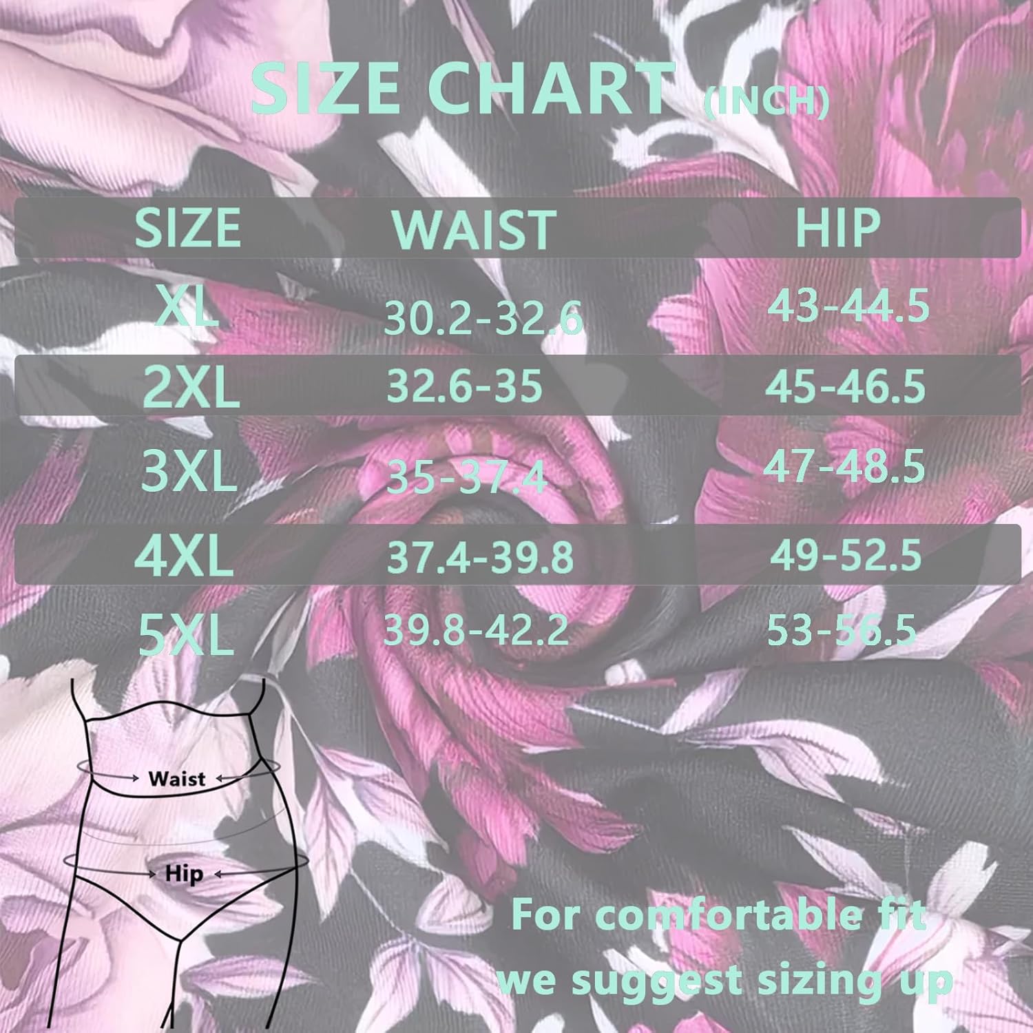 Women's Plus Size Underwear Floral Print Panties Briefs 6 Pack XL-5XL High Waist Ladies Undies for Women - Image 3