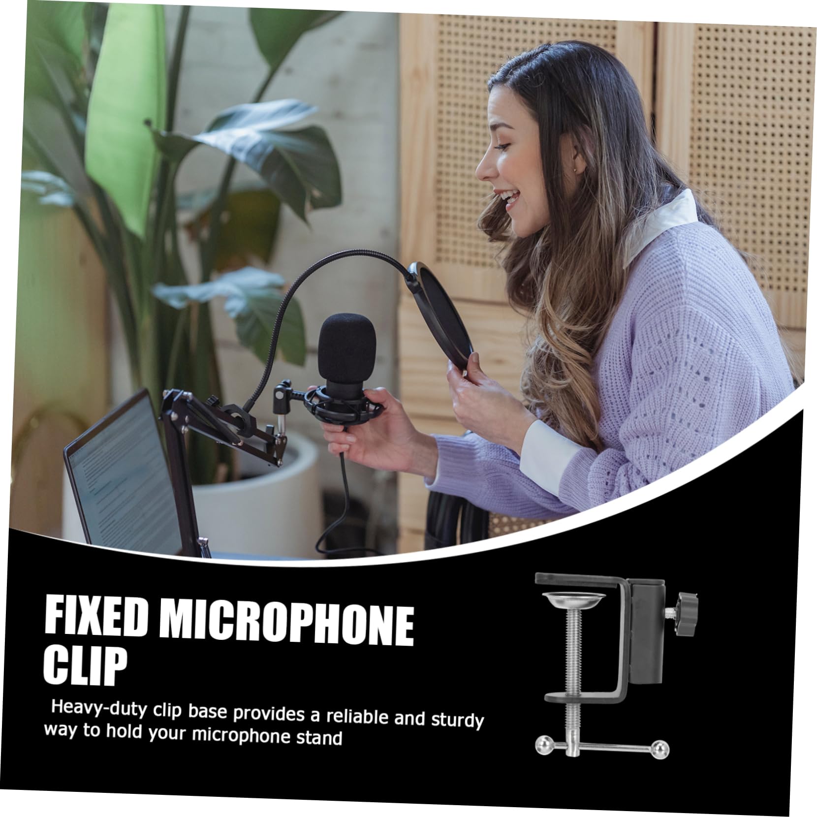 GALPADA Alloy Microphone Mount Clamp Heavy Duty Table Desk Clamp Holder for Microphone Stands Durable Design for Recording Stations and Public Events