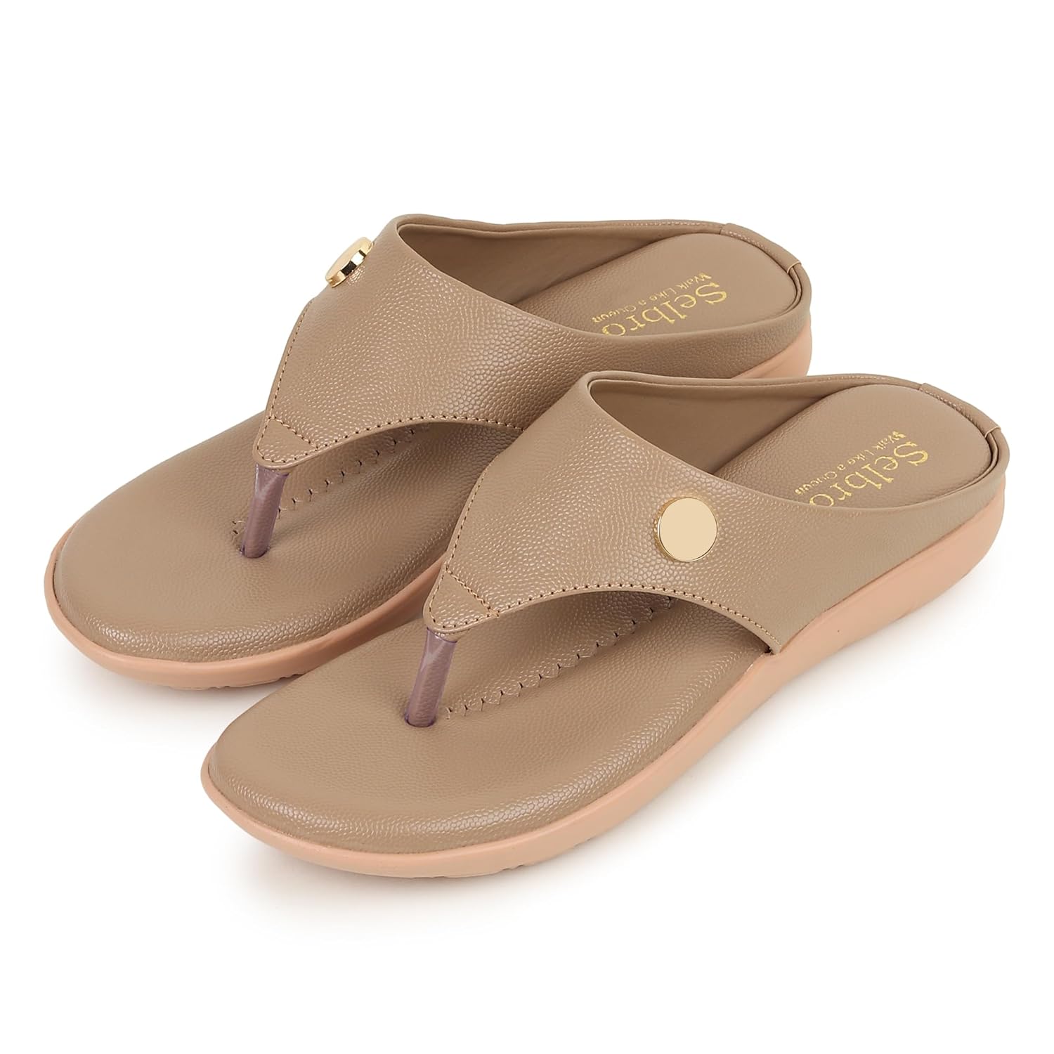 SELBRO Women's Stylish Fashionable Flat-Heeled Simple Sandal Slippers For Girl's & Women's- 1 Inches heel SLP-42 2 71Tf+X0TP7L. SL1500