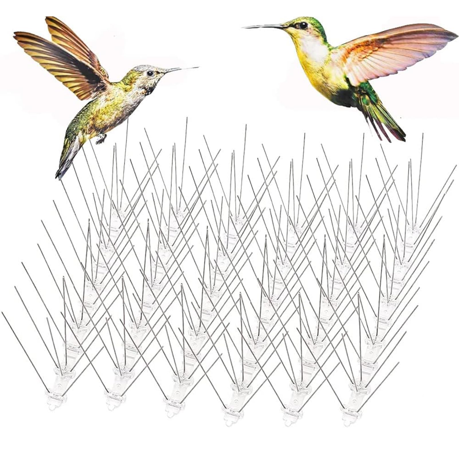TOYBY Bird Spikes, 10 Pack Bird Deterrent Spikes for Small Birds Pigeon Squirrel Raccoon Crow Cats Bird Defender Spikes for Outside to Keep Birds Away,Stainless Steel Fence Spikes for Railing and Roof