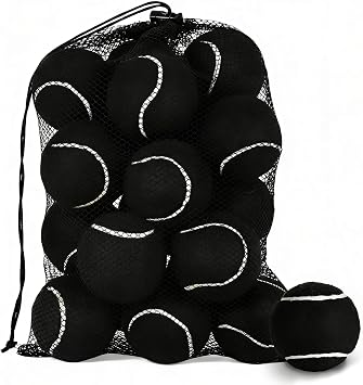 INSUM Squeaky Dog Balls - Squeaky Tennis Balls for Dogs, Black | Medium - 2.5, 20Pack