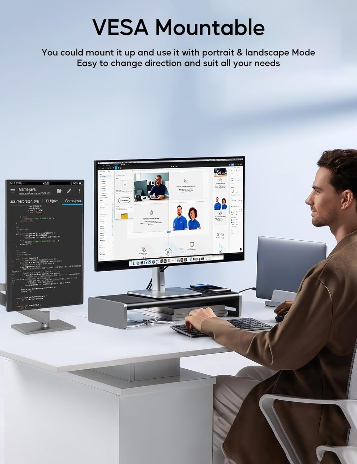 4K Portable Monitor, 13.4" 3840 * 2400 IPS Portable Monitor for Laptop, Slim Lightweight HDR Travel Screen USB-C HDMI w/Smart Cover for Laptop PS5/4 Xbox