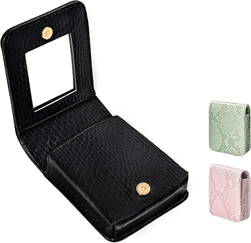 Lolalet Estuche para lápiz labial con espejo para bolso, pequeña bolsa de cosméticos para lápices labiales, bolsa de lápiz labial de viaje, mini